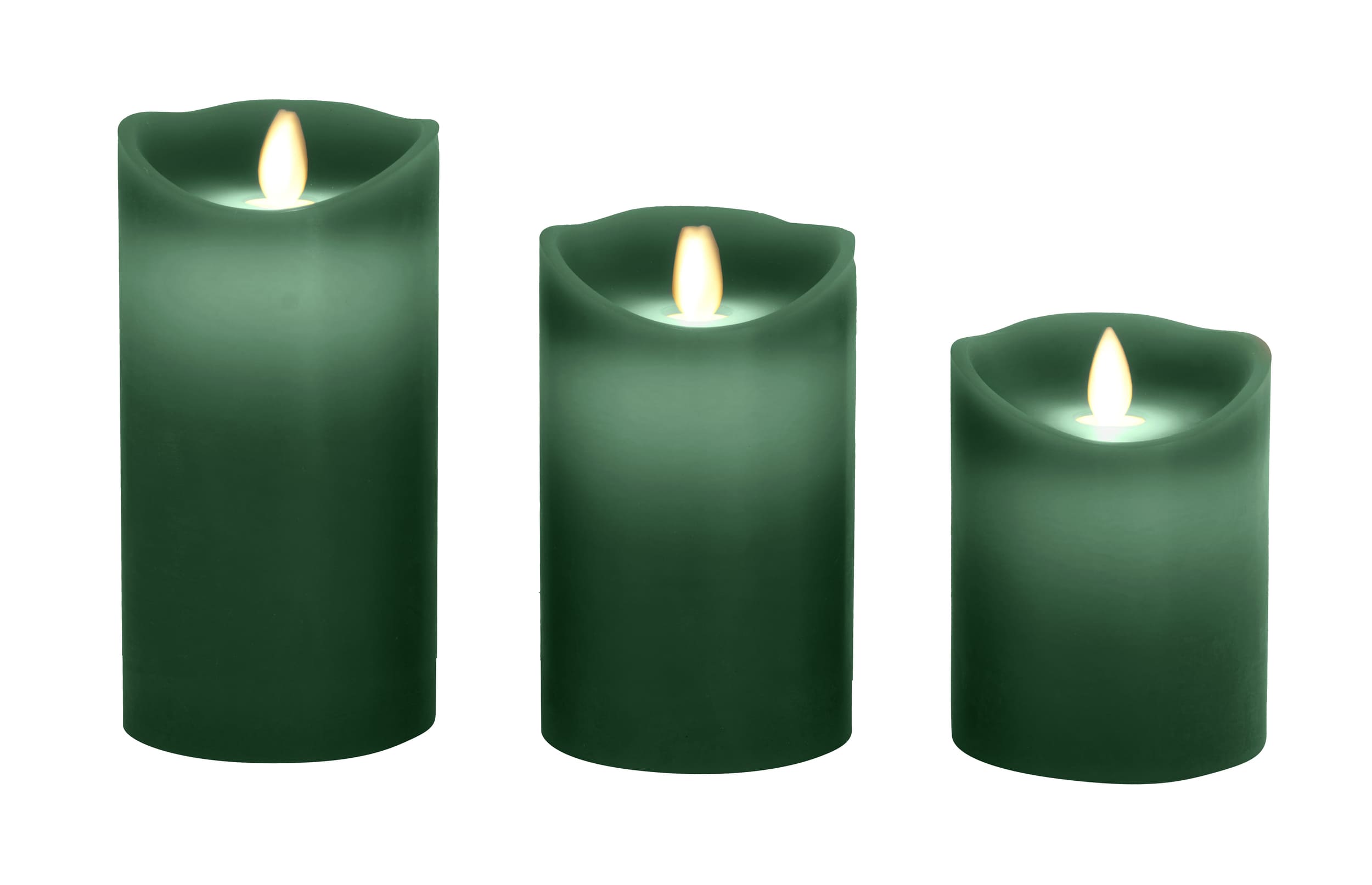 LED Stumpenkerzen 3er Set Wave green