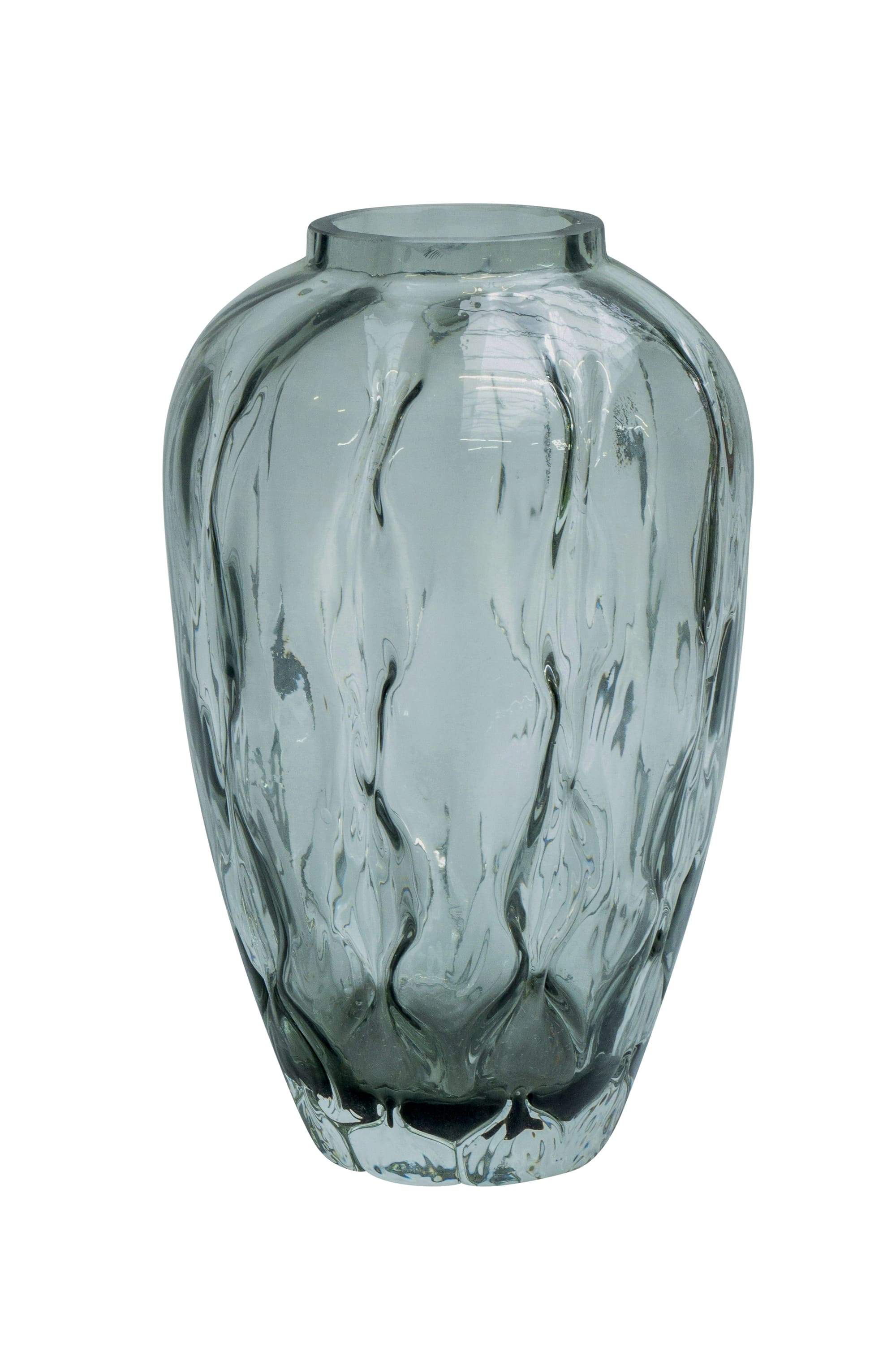 Vase bauchig Glas grau 18,5x18,5x30,5cm