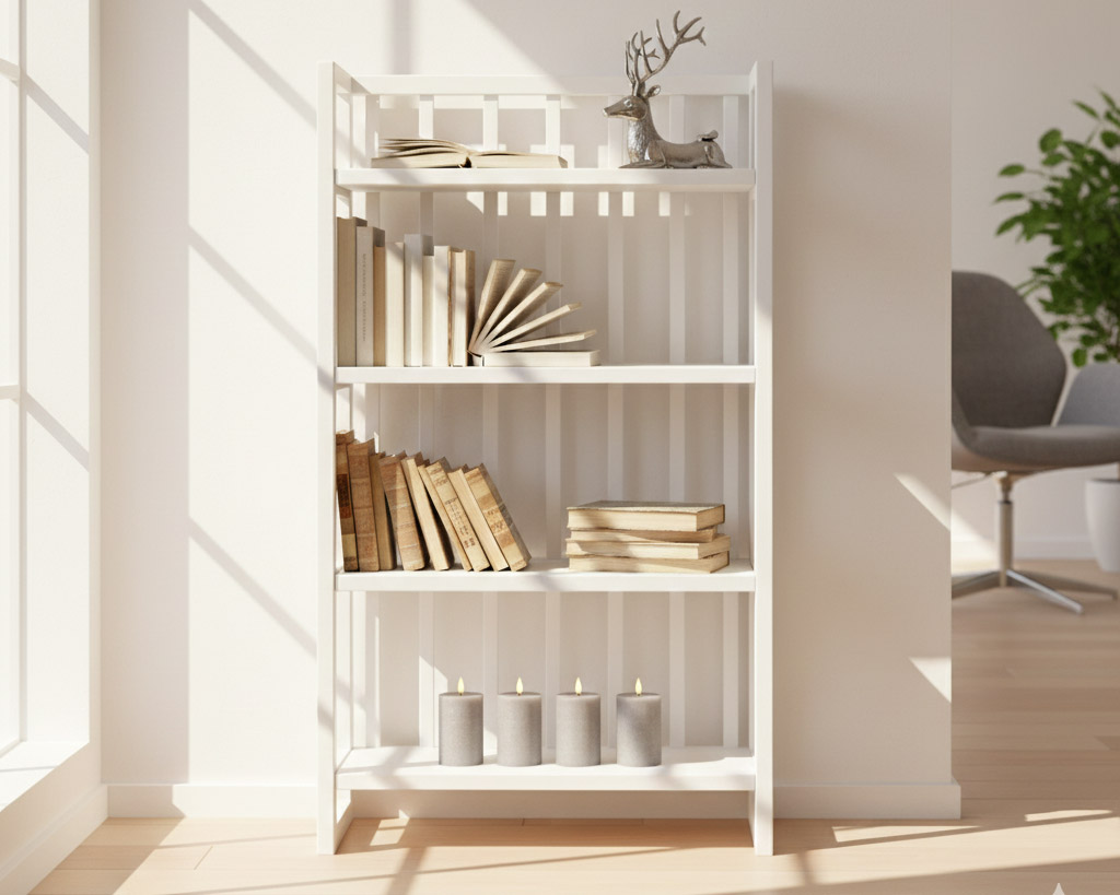 Faltregal Akazie weiß 150x35x90cm