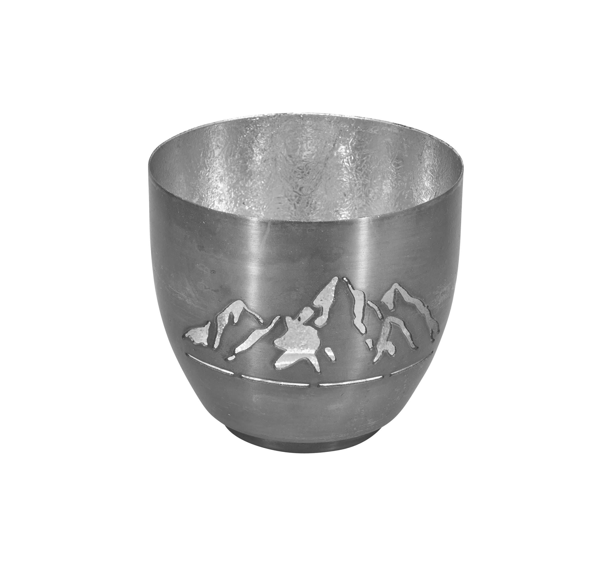 Votiv Bali Berge Eisen Gebirge Pewter silber metallic D=10cm H=9cm