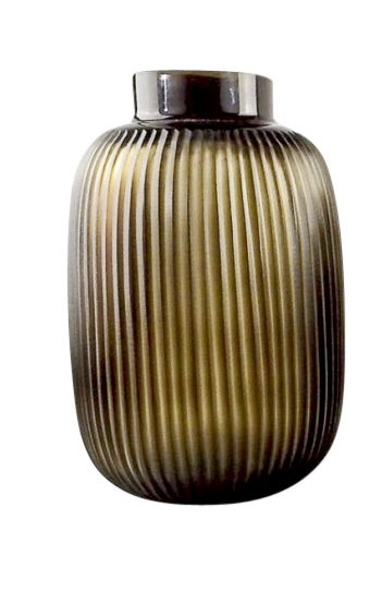 Vase bauchig Glas braun Mattoptik Streifen 22x22x33,5cm