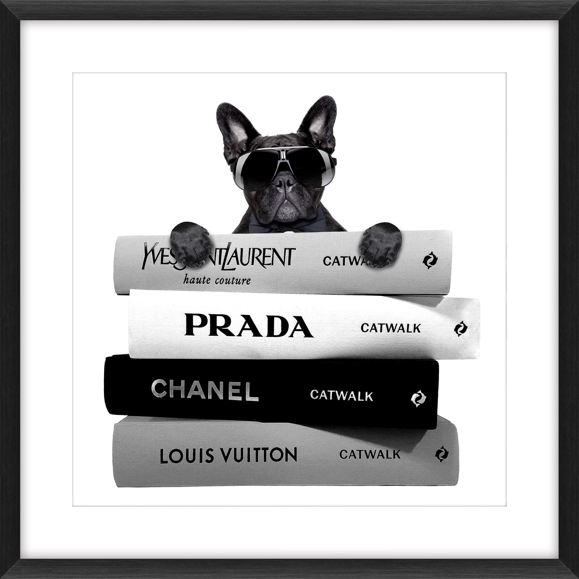 Bild Frame Bulldog on books 80x80cm