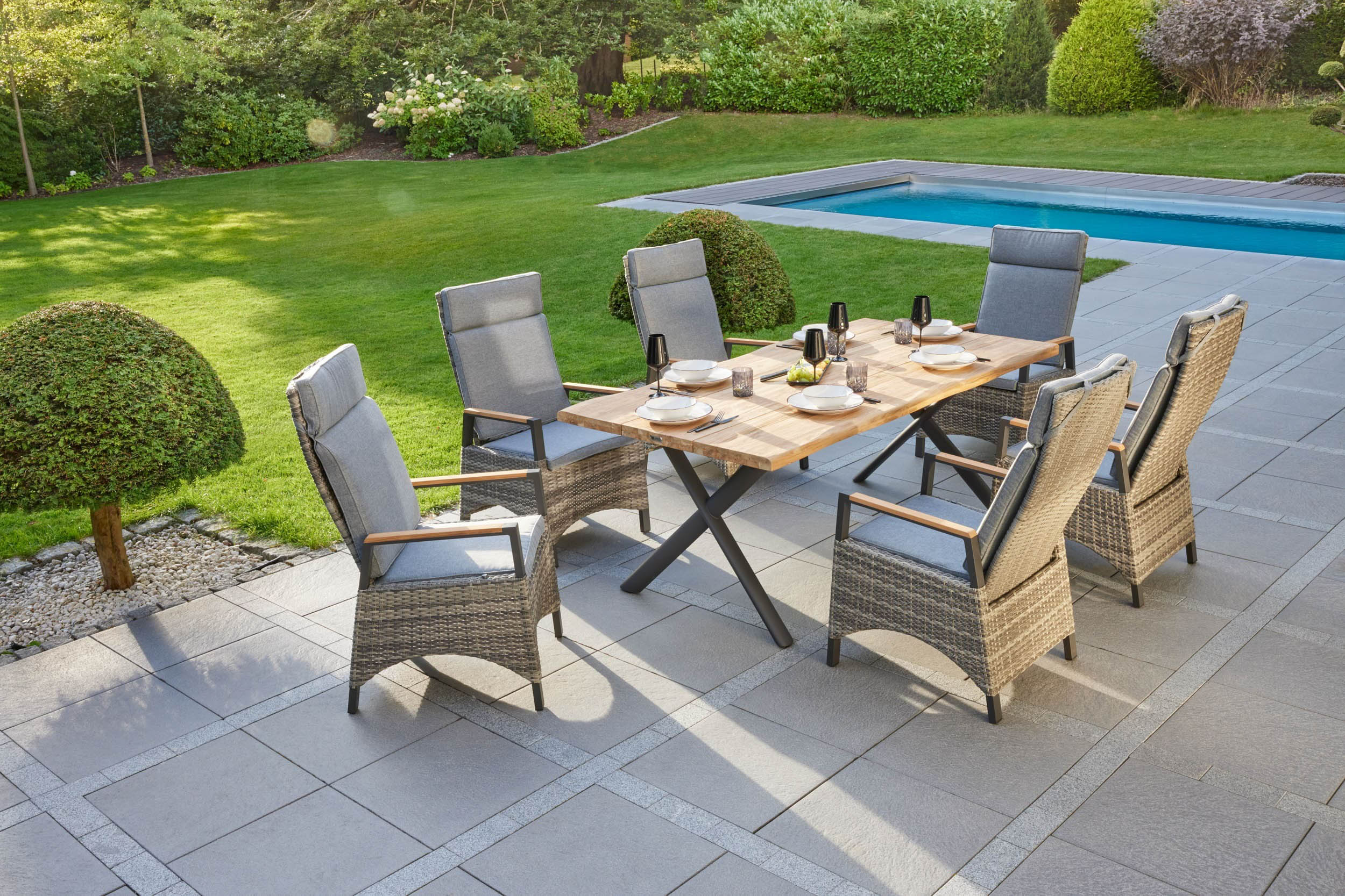 Positionsstuhl "Keramo" Teak ,natur grau