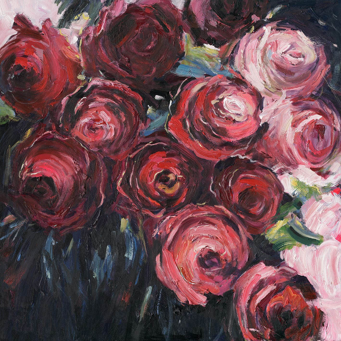 ÖLBILD ROTE ROSEN 110X11