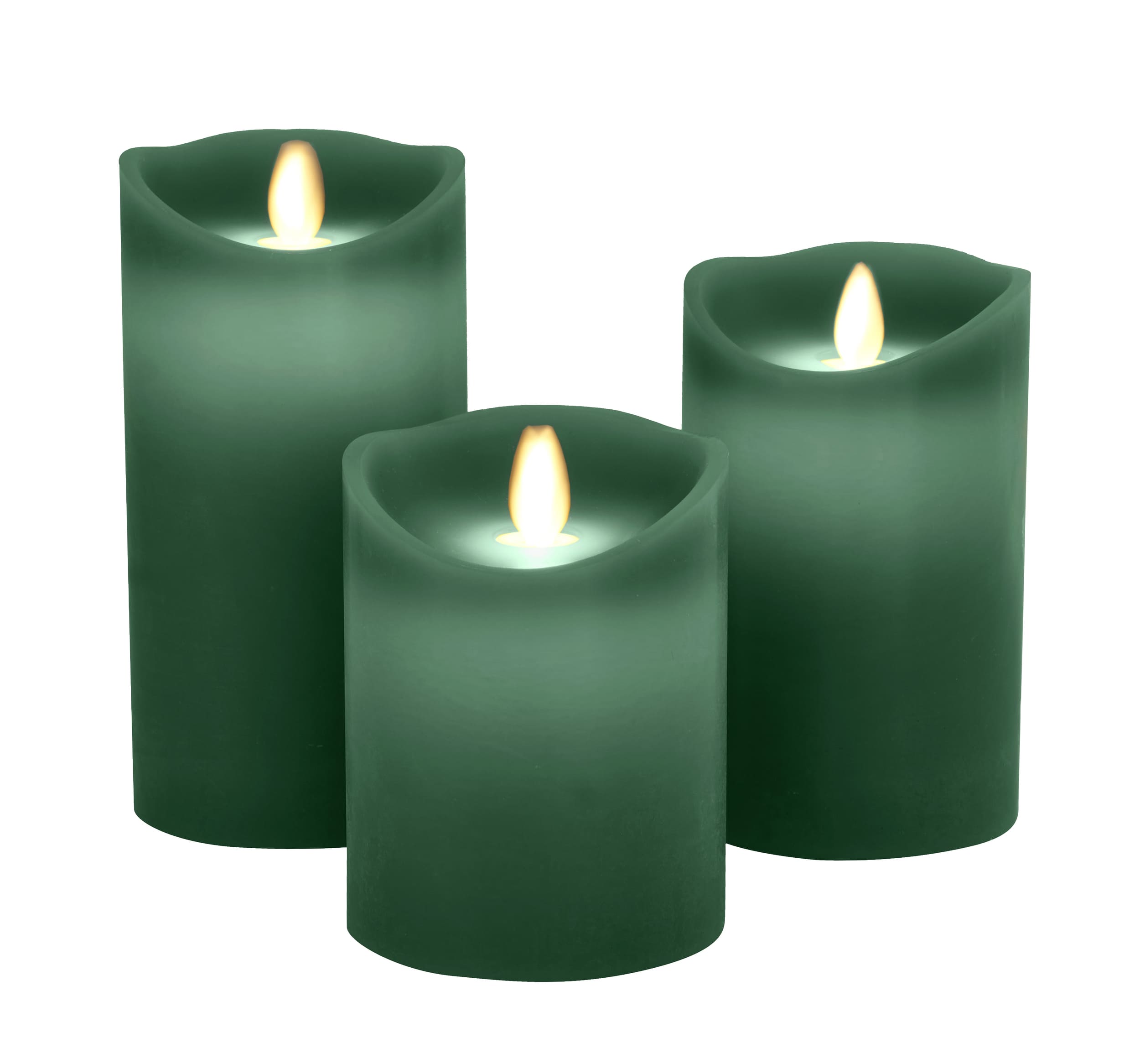 LED Stumpenkerzen 3er Set Wave green