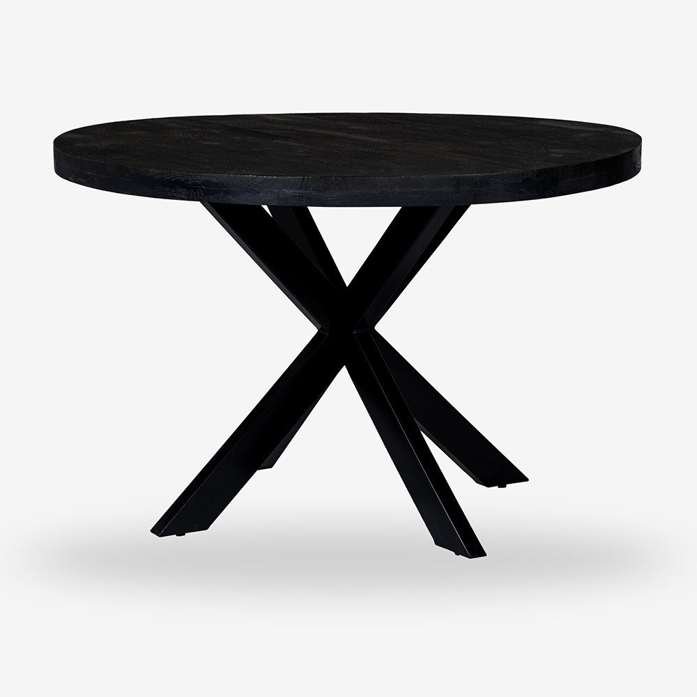 Esstisch rund Platte Mango schwarz Gestell Metall schwarz D=120cm H=77,5cm