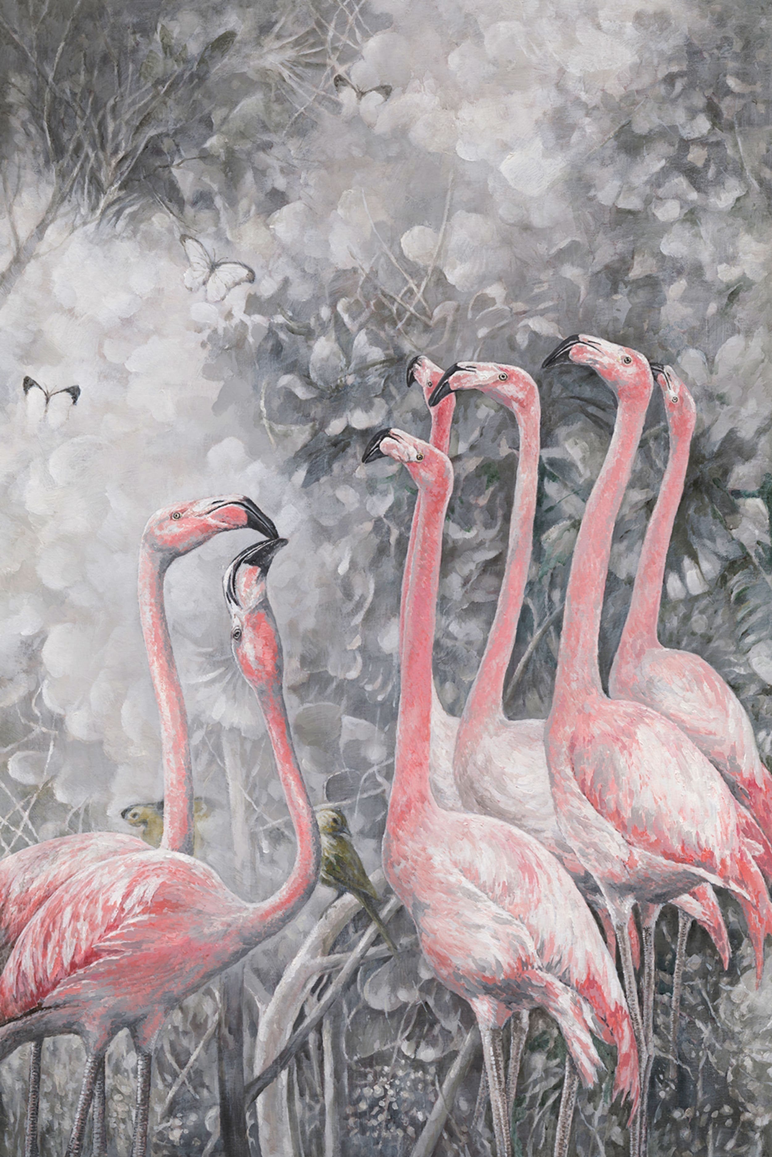 Ölbild Flamingos im Schmetterlingswald