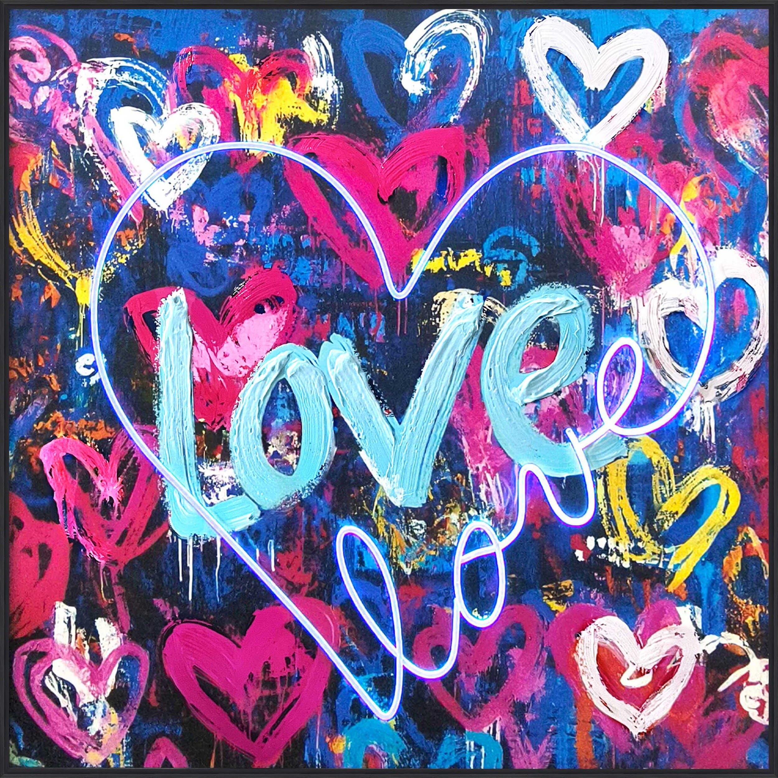 Wandbild LED Frame Love 100x100cm