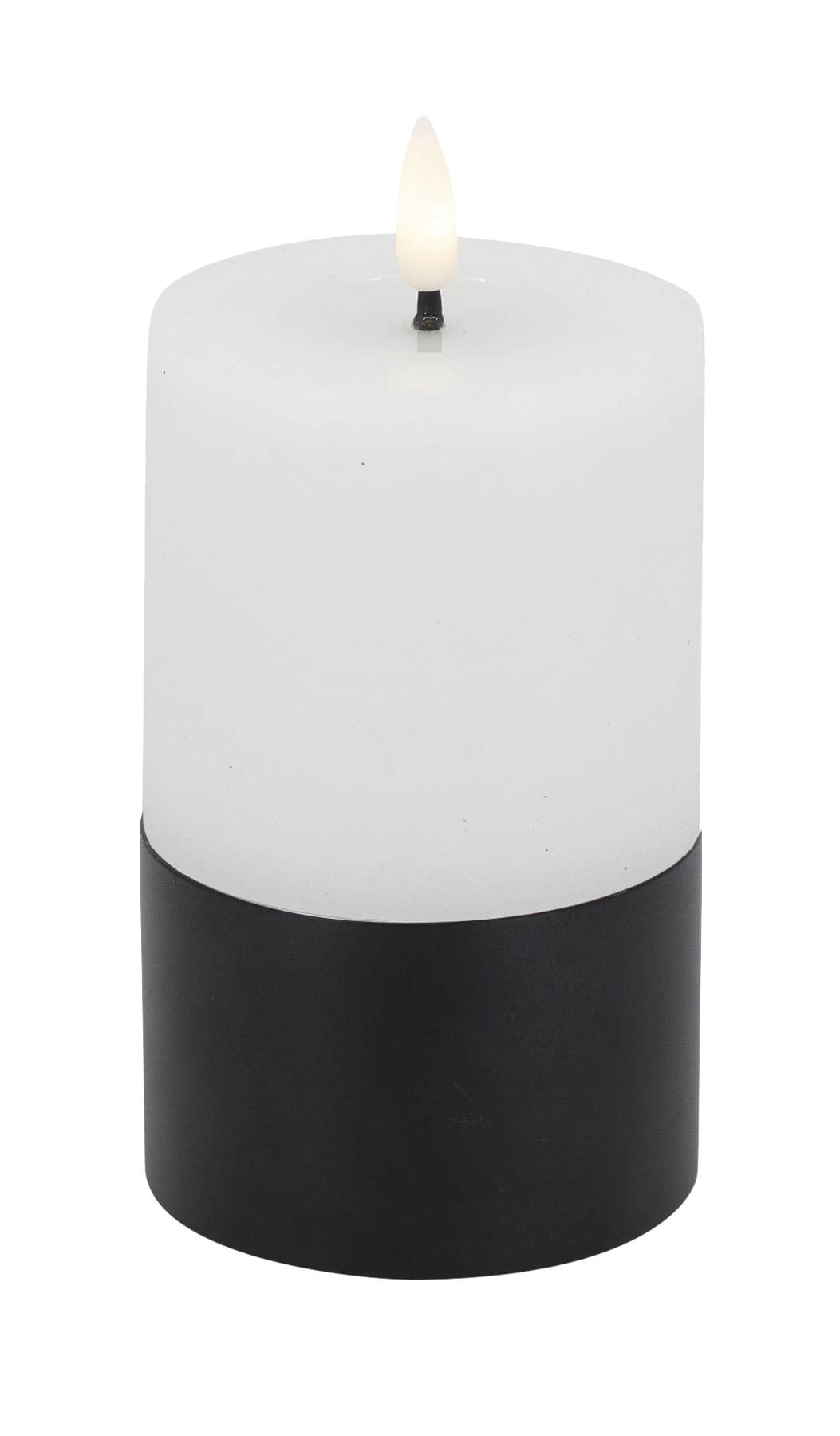 LED Kerze Alu-Schwarz white 7,5x12