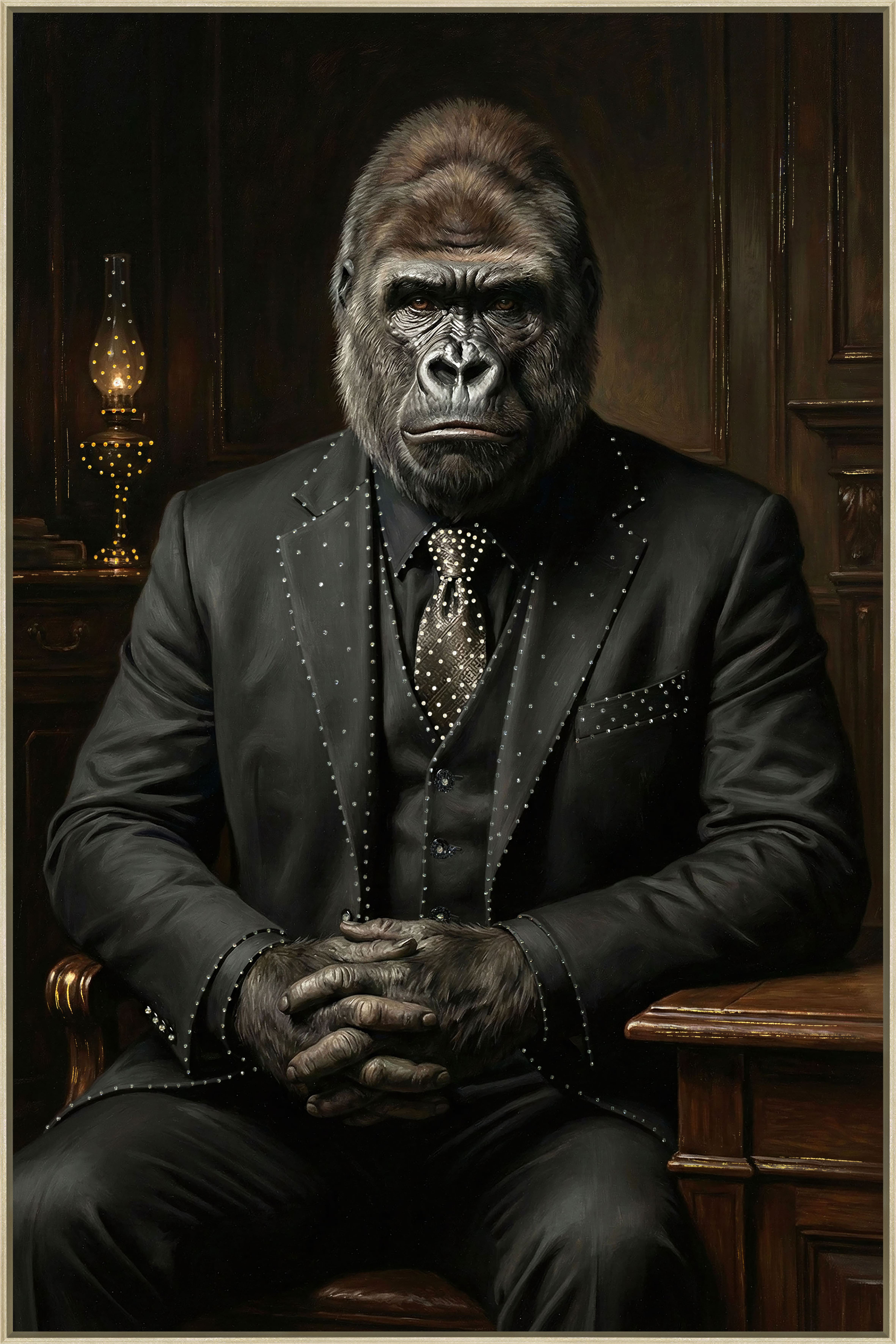 Wandbild Frame black Gorilla 80x120cm