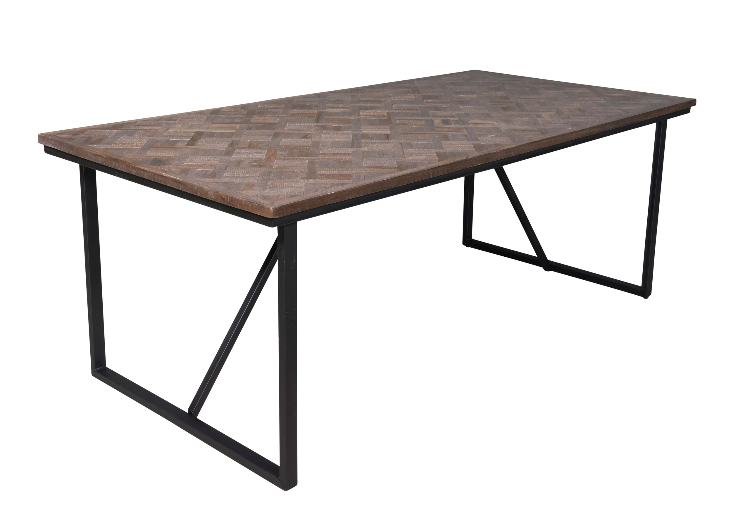 Esstisch Platte recycling Teak Gestell Metall schwarz 200x100x76cm