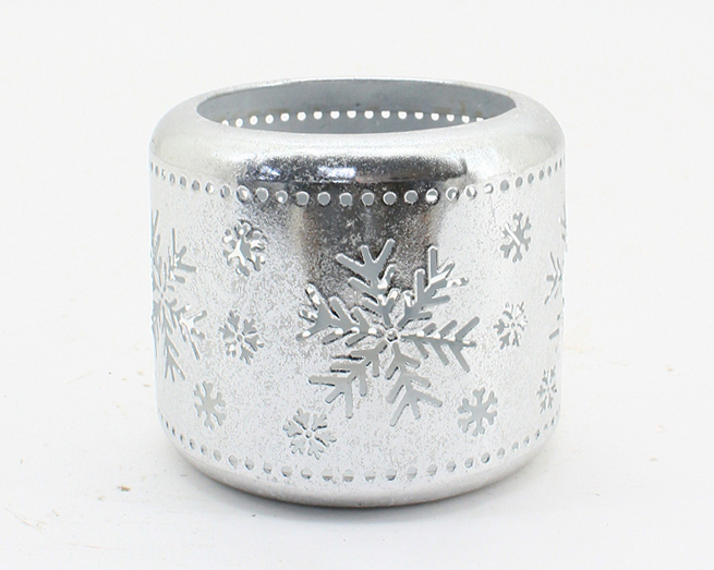 Windlicht Schnee M silber 13,5