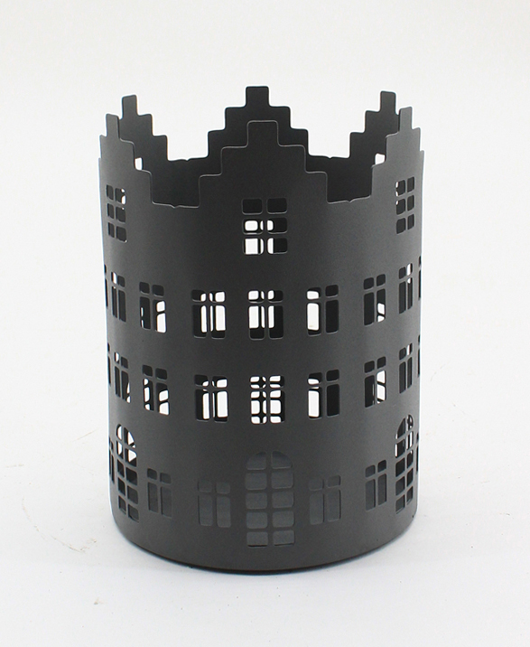 Häuserreihe Windlicht schwarz 16,5