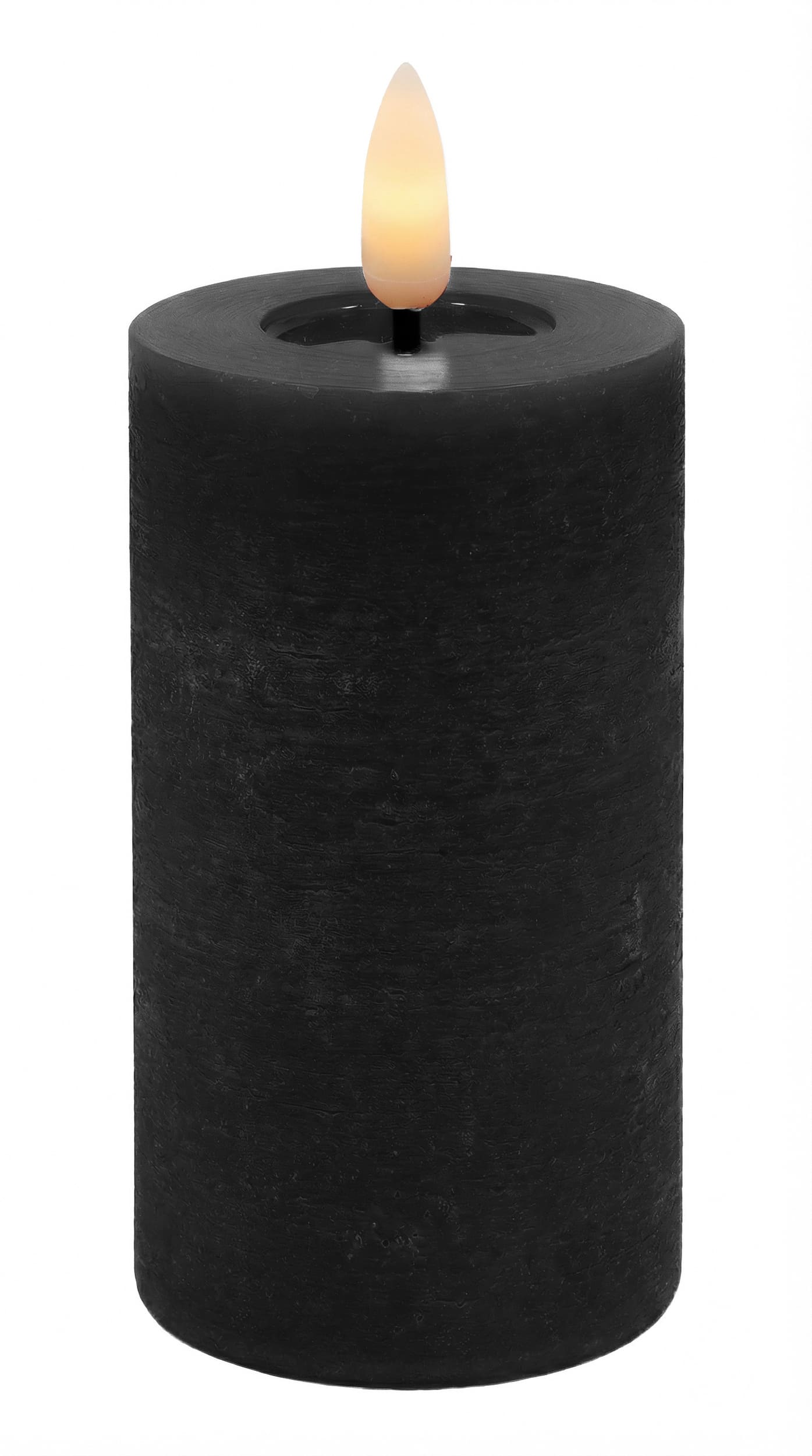 LED Stumpenkerze black rustic 5x10