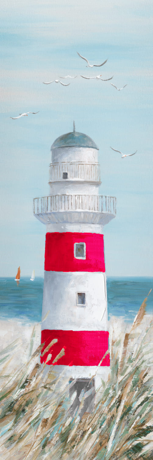 Ölbild Leuchtturm am Stand 40x120cm