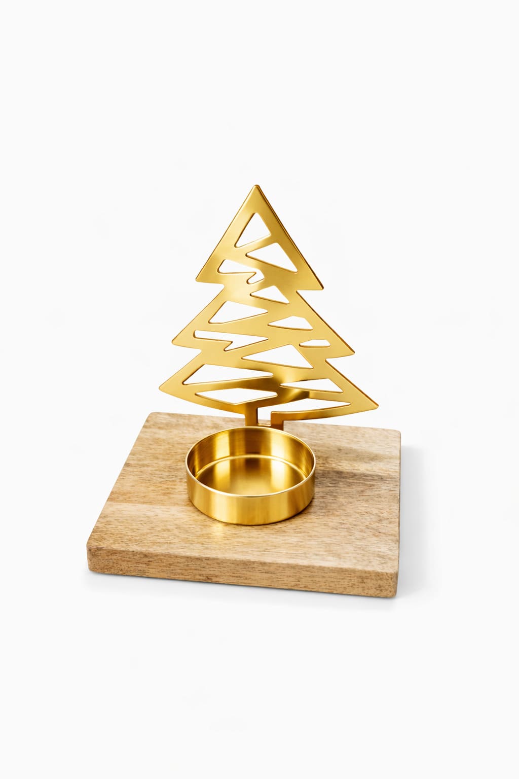 Kerzenhalter Tanne gold Holz H=15cm