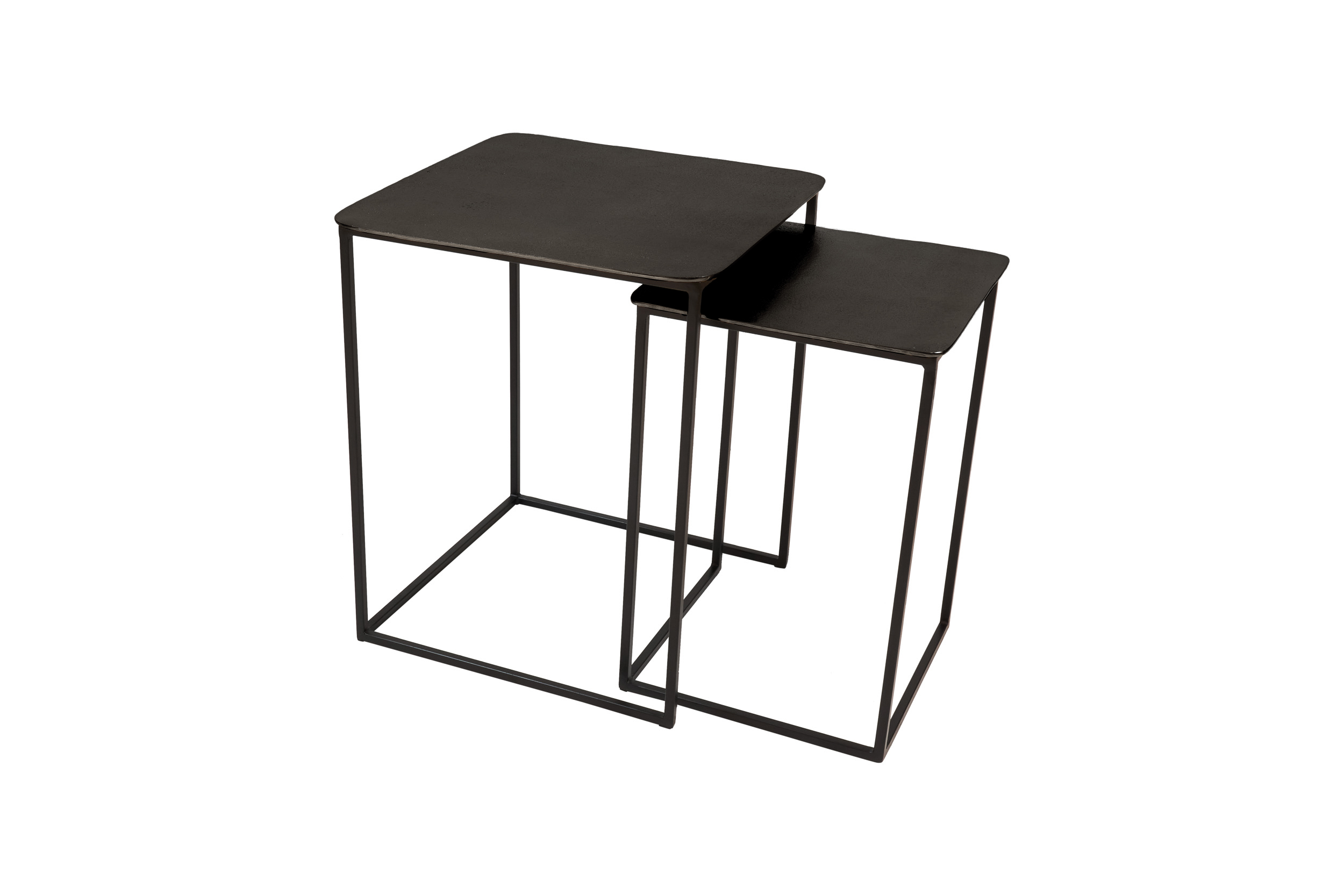 Tisch Set 2 Top Alu schwarz Gestell Metall schwarz  47x47x50cm 35x35x50cm