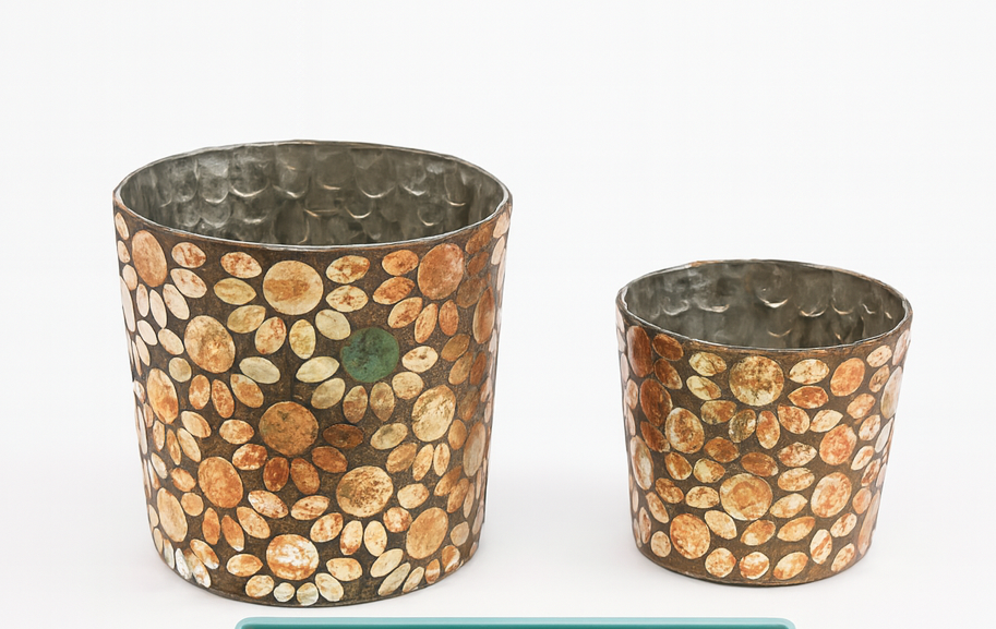 Votiv Glas Retro Punktdesign kupfer 10cm