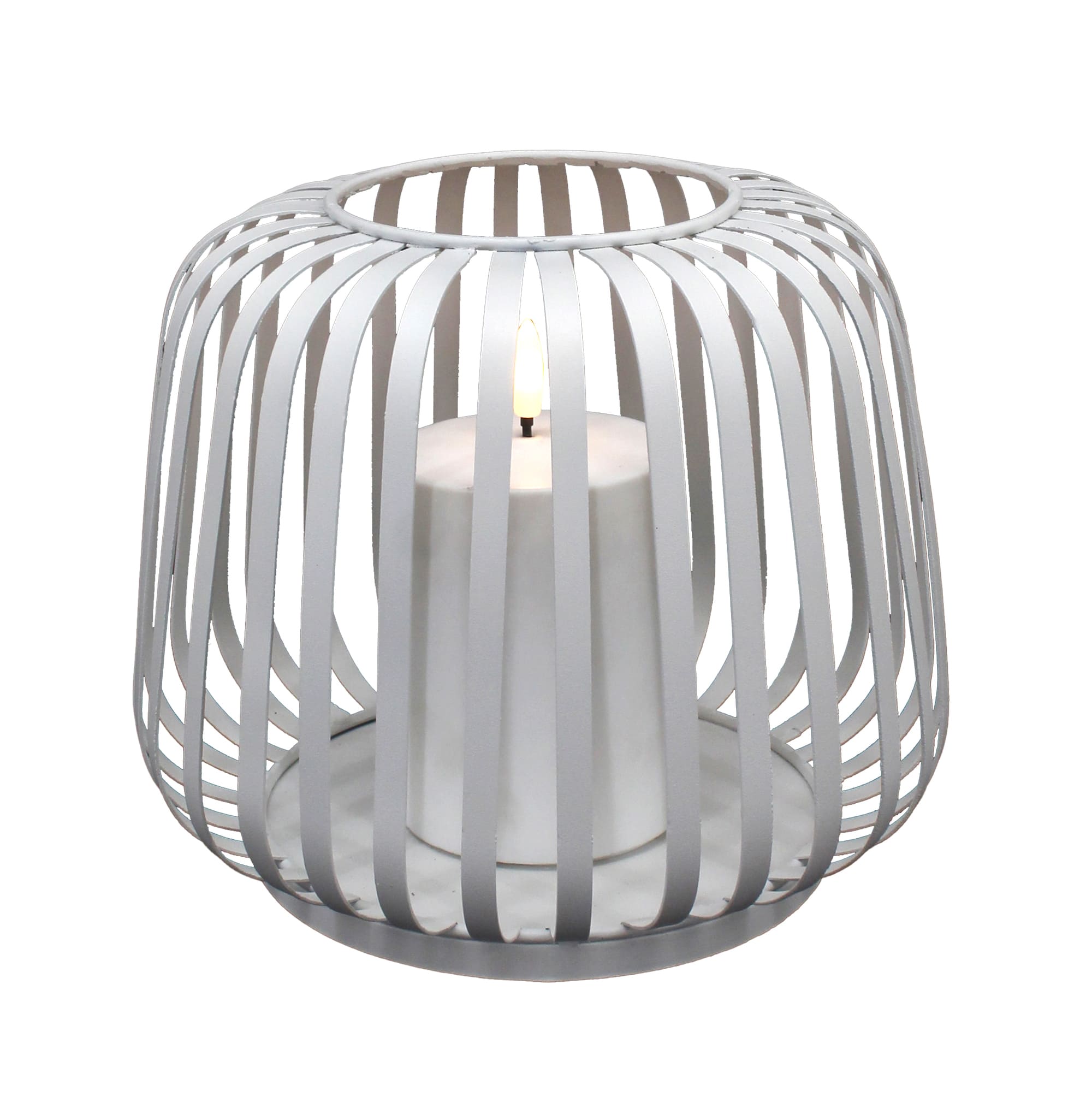 Solar Laterne Cottage Metal white mit Stumpenkerze white 40x40x35cm