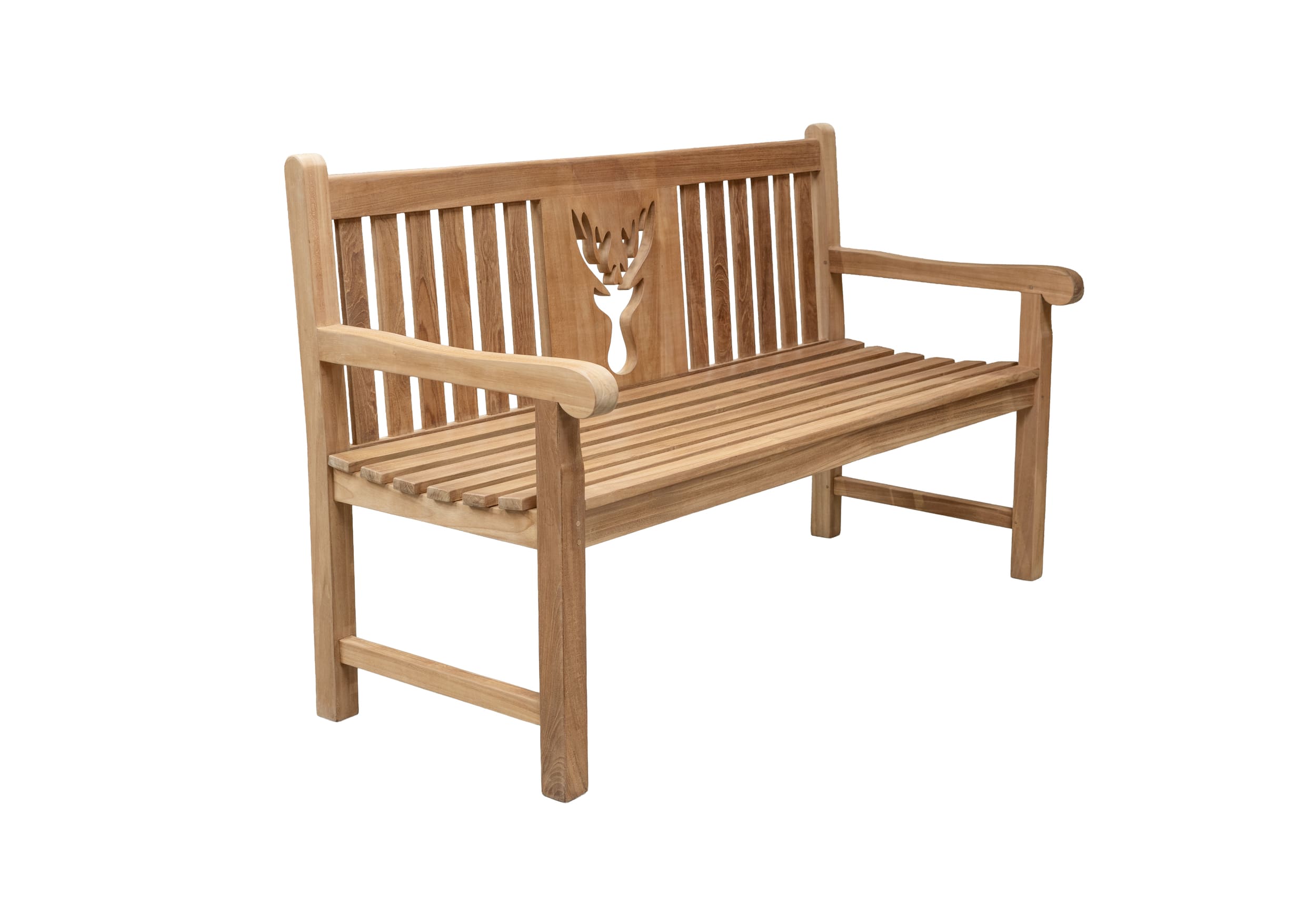 Teakbank "Hirschkopf" 150x55x92cm