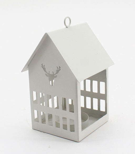 Haus Windlicht Hirsch weiß 16