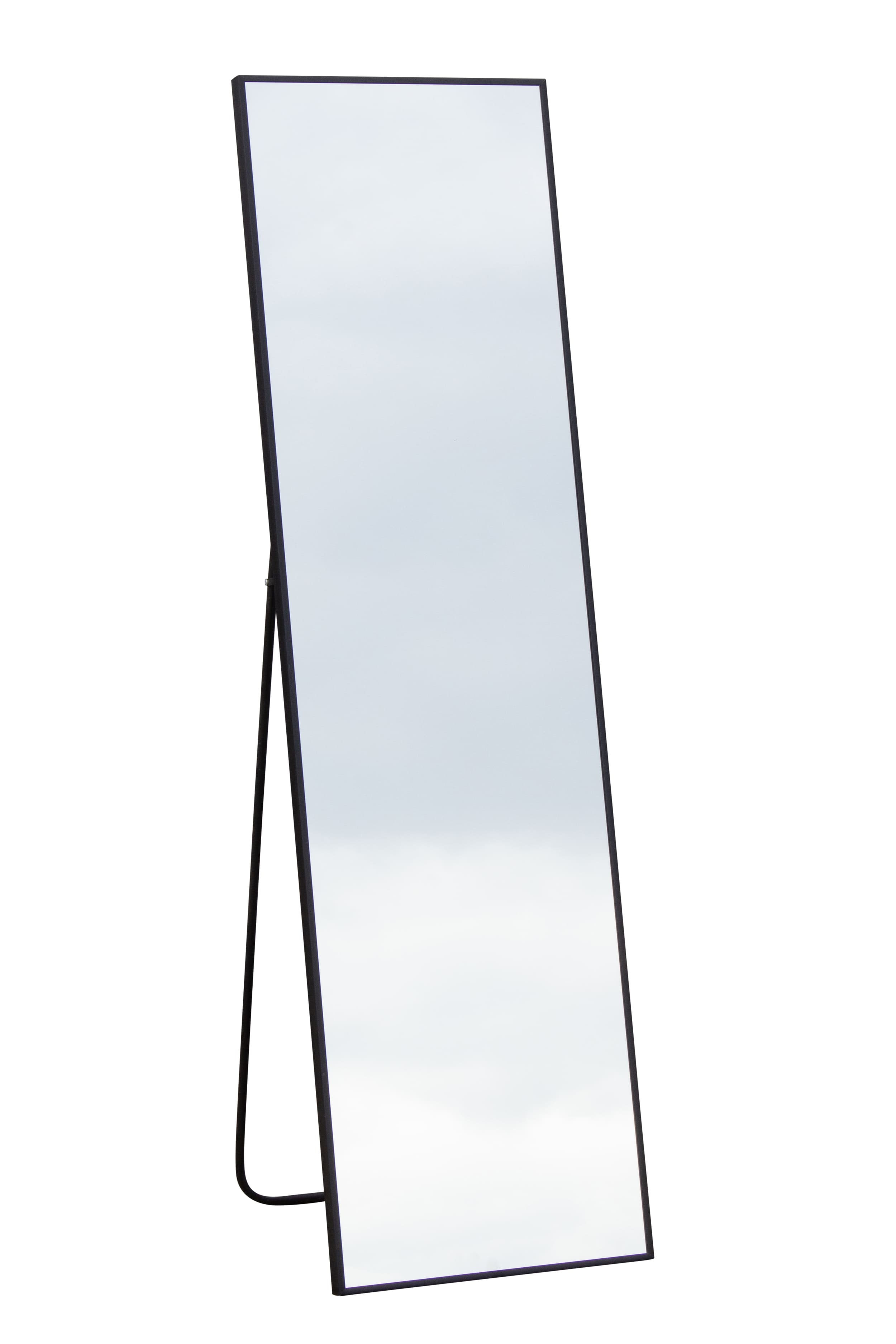 Wandspiegel Aluminium mit minimalistischem freistehenden Rahmen schwarz 140x40c
