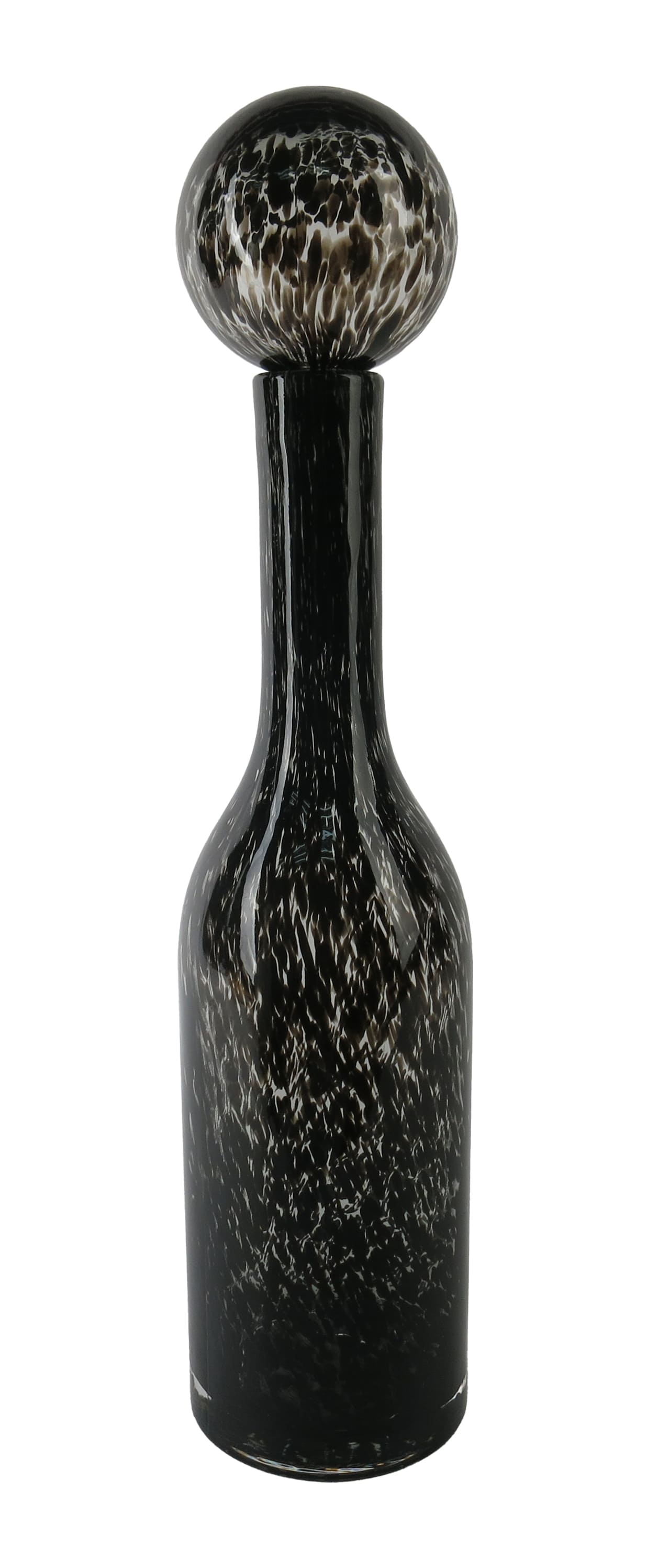 Glasvase Karaffe mit Kugel schwarz mit weißen Mustern 12x12x51cm