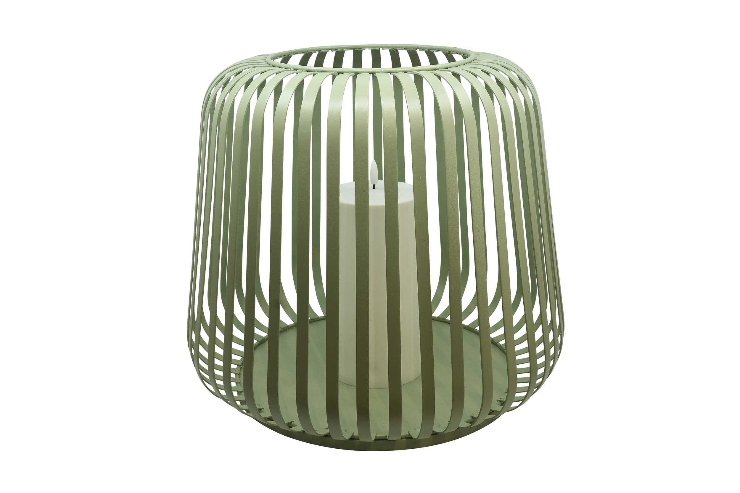 Solar Laterne Cottage Metal green mit Stumpenkerze white 40x40x35cm