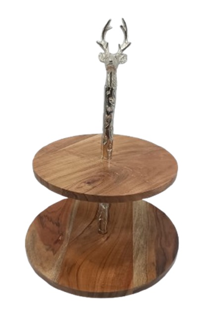 Etagere Holz+ Rentier Nickel 30x30x48