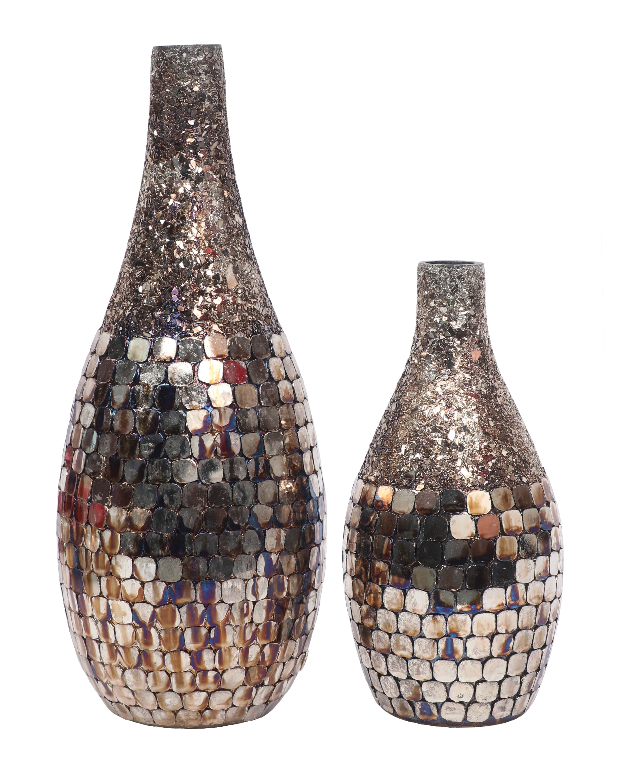 Vase mit Mosaikdekor Glas gold H=40cm