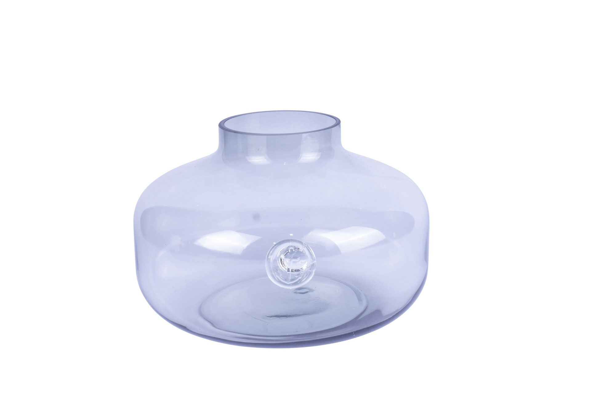 VASE GLAS GRAU BAUCHIG G