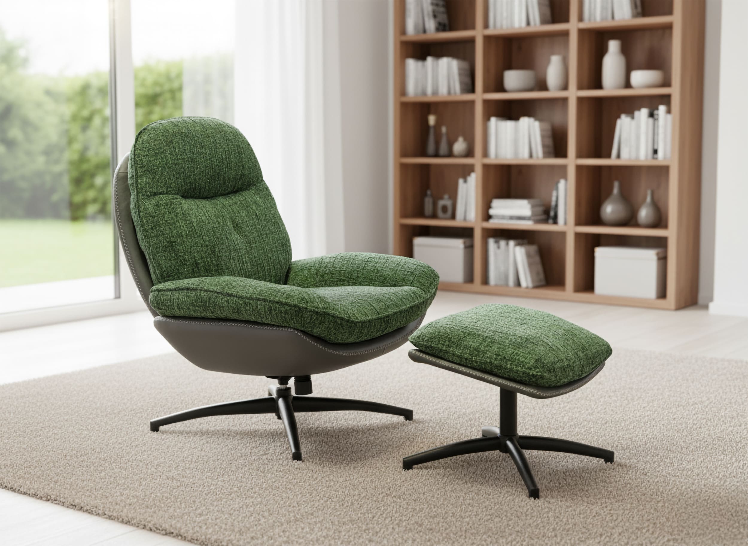 Drehsessel und Hocker Rockdale Bezug Webstoff grün mix