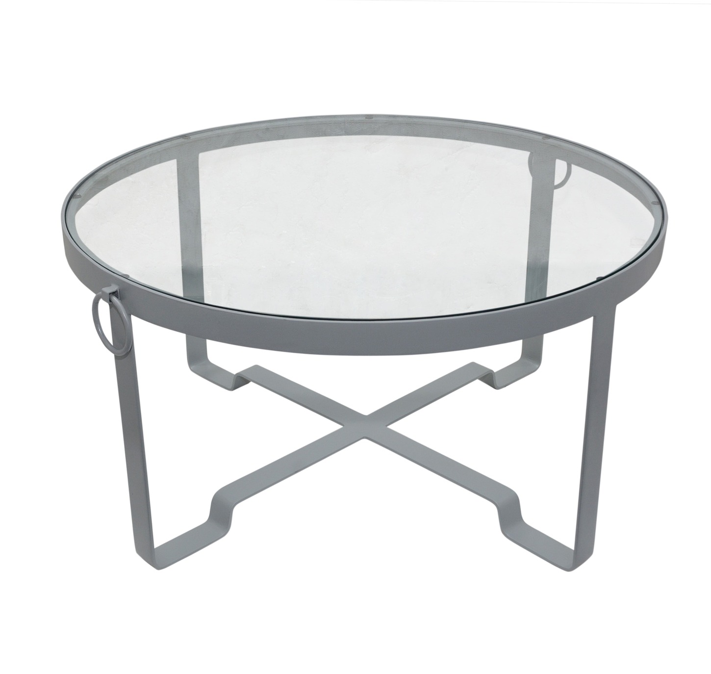 Tisch rund Eisen Glas grau H:78