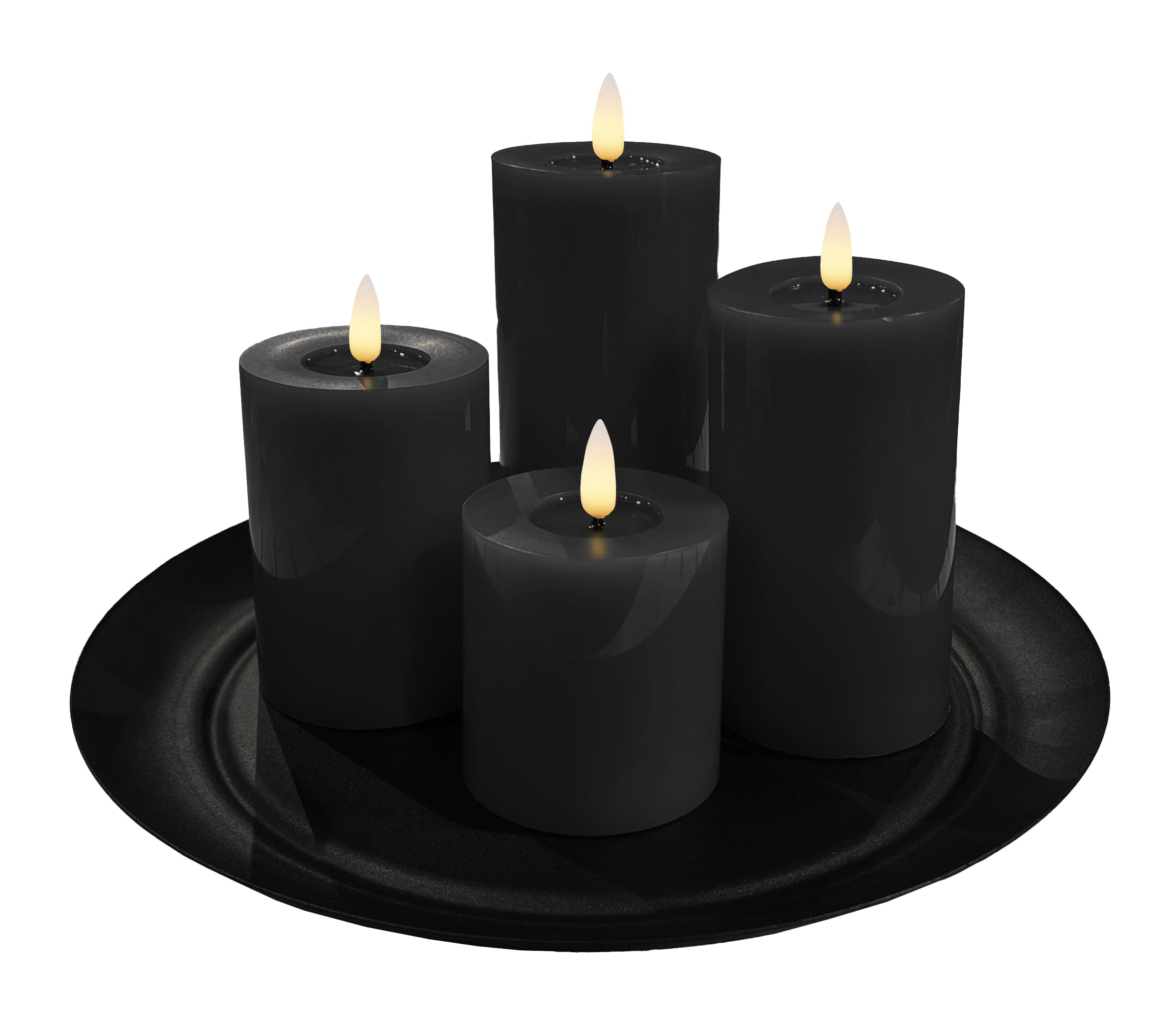 LED 4er Set W black mit Teller