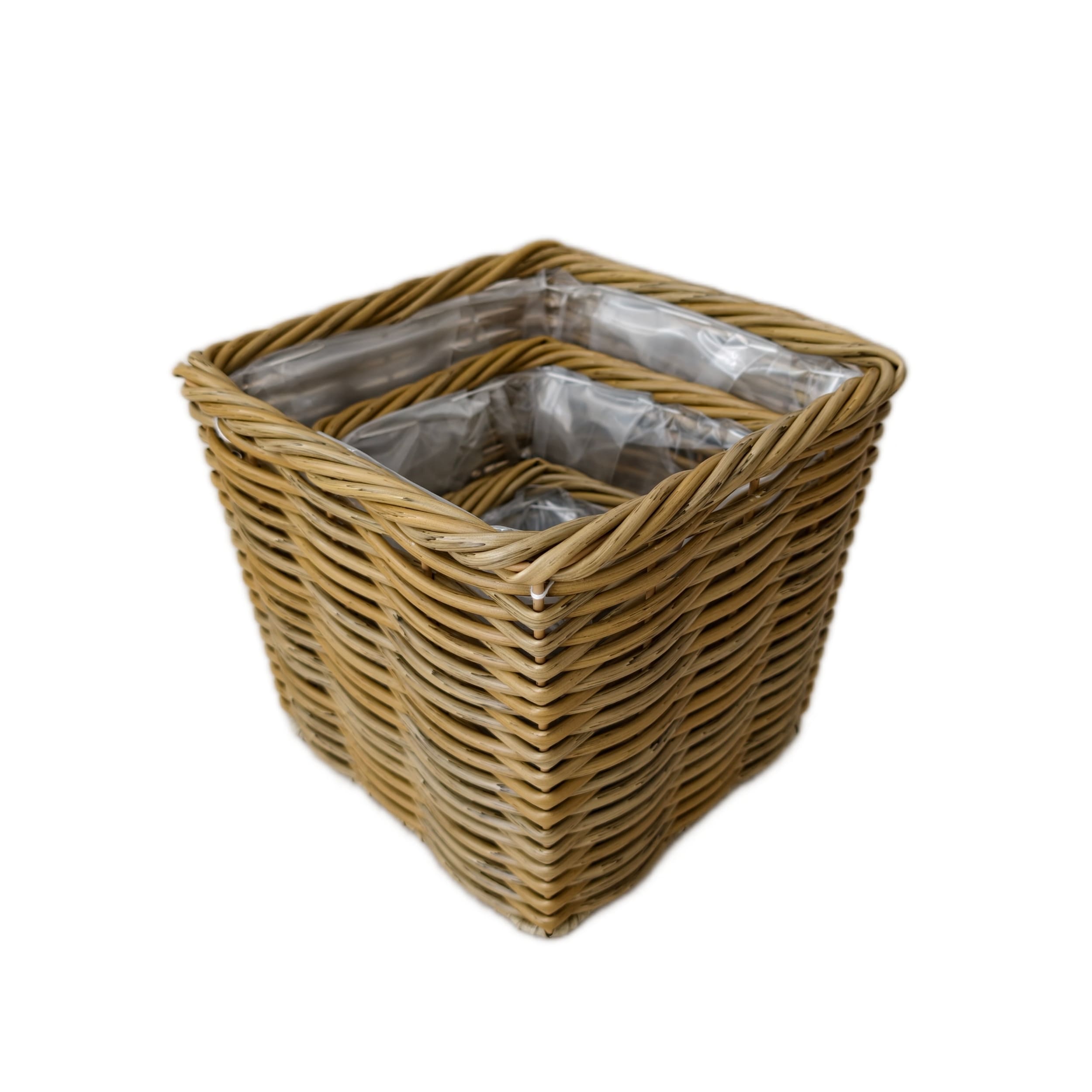 Korb Set 3 eckig Kunststoff beige