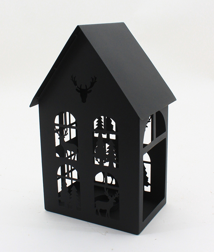 Haus Windlicht Hirsche schwarz 32