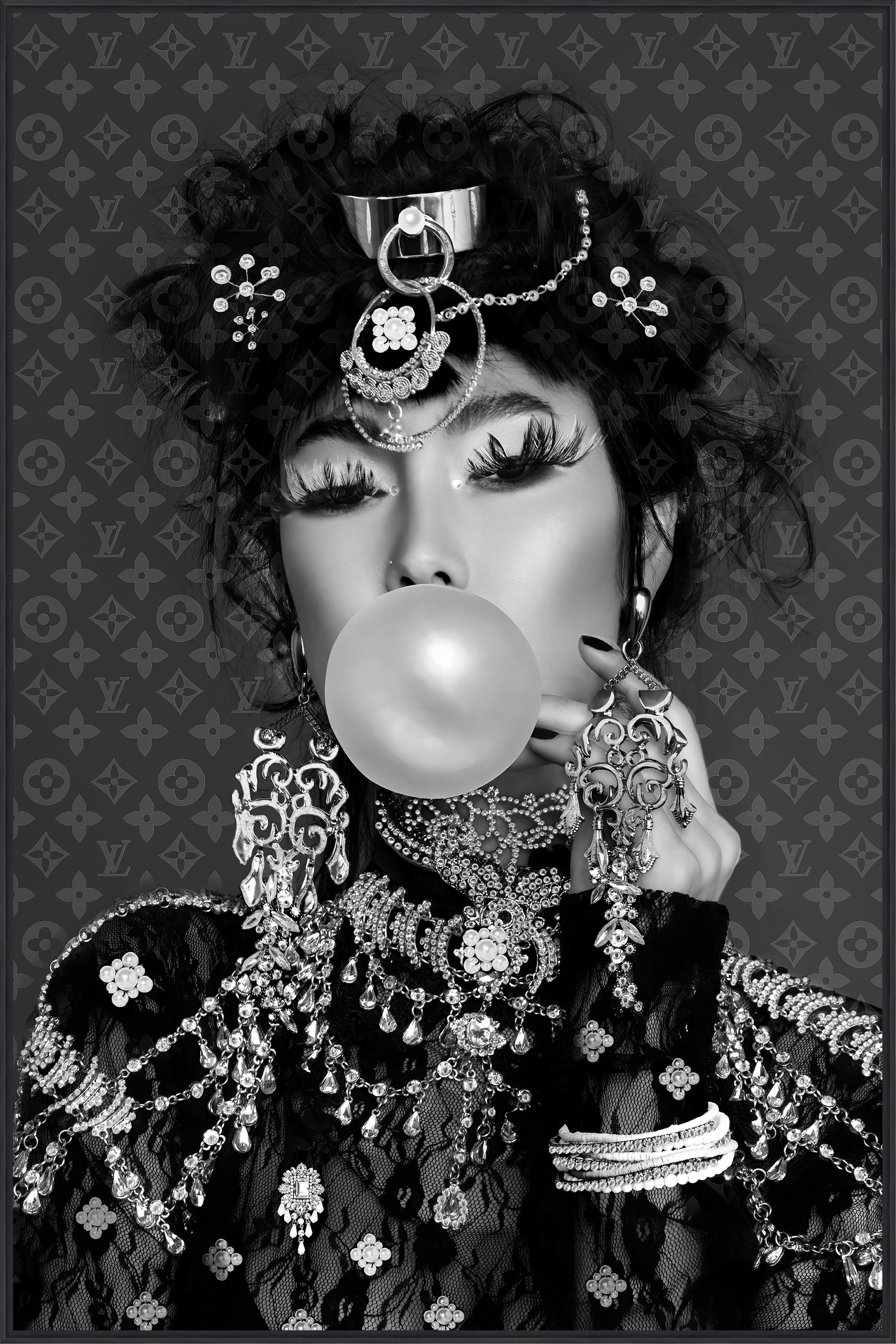 Wandbild Frame Lady Bubble gum 80x120cm