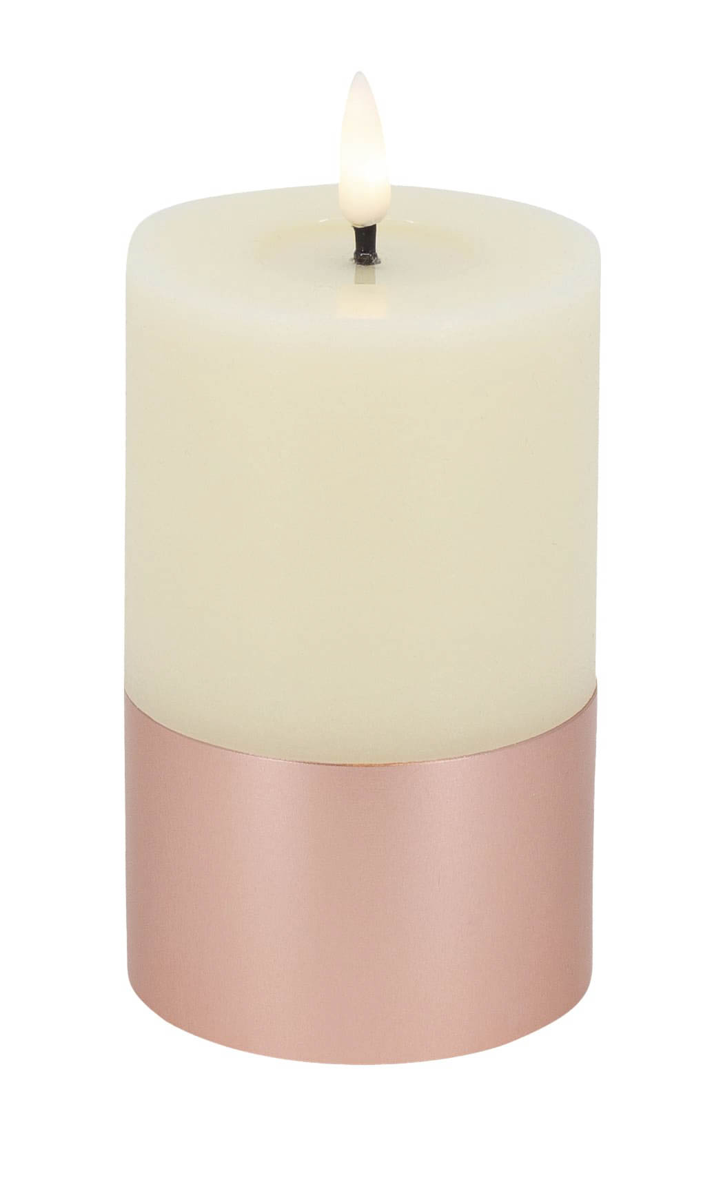 LED Kerze Alu-Kupfer cream 7,5x12