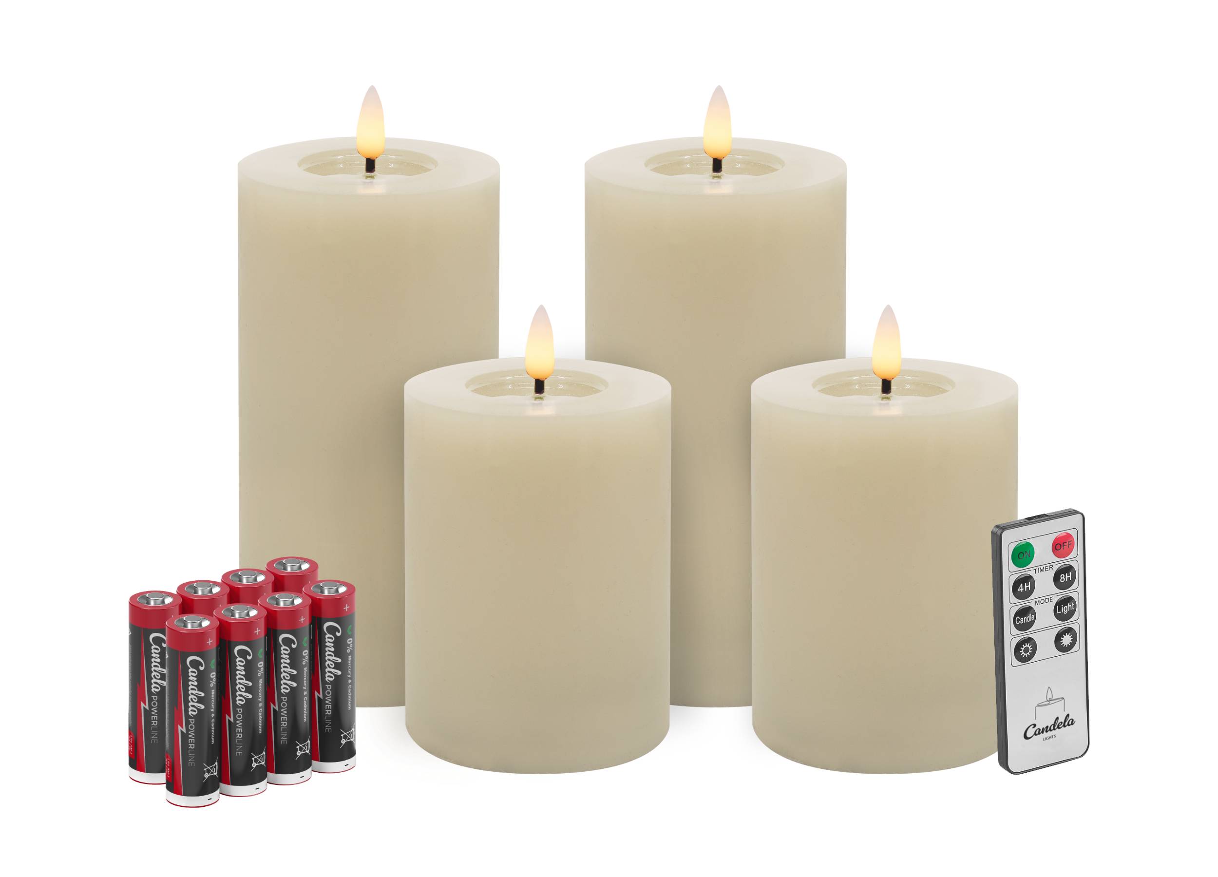 LED 4er Set W cream 2x je 7,5x10/15