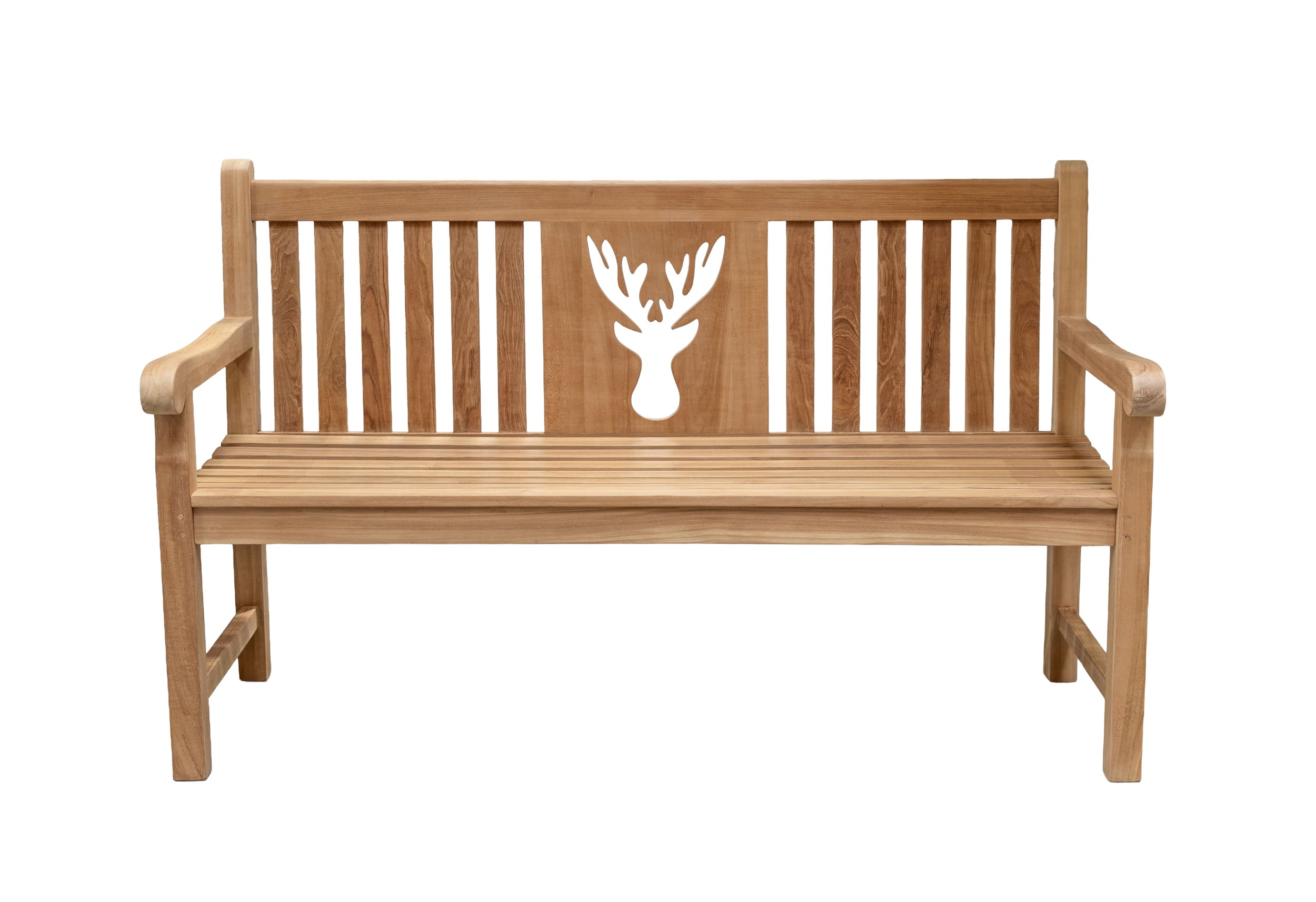 Teakbank "Hirschkopf" 150x55x92cm