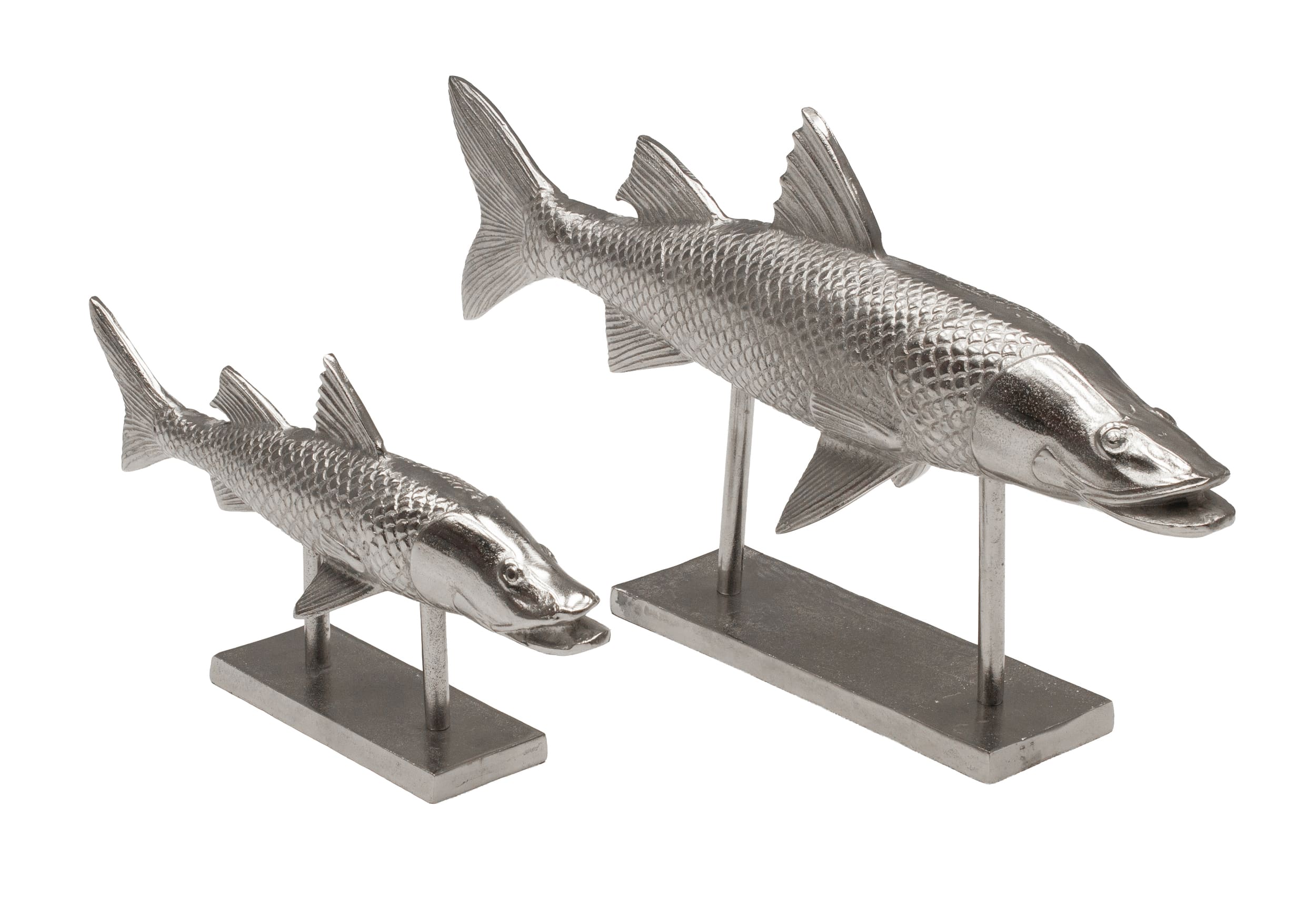 Standdeko Fisch Alu Nickle 64x10x32cm