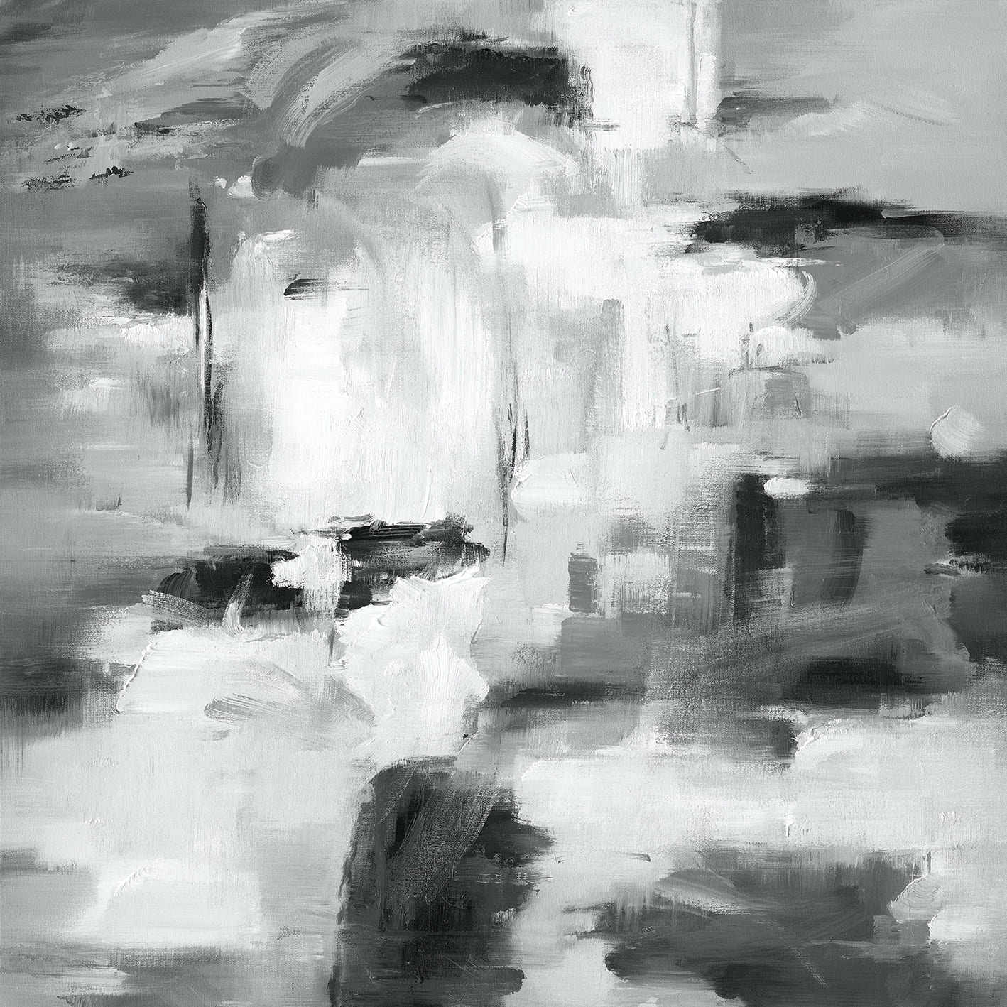 Ölbild abstrakt schwarz weiß 100x100cm
