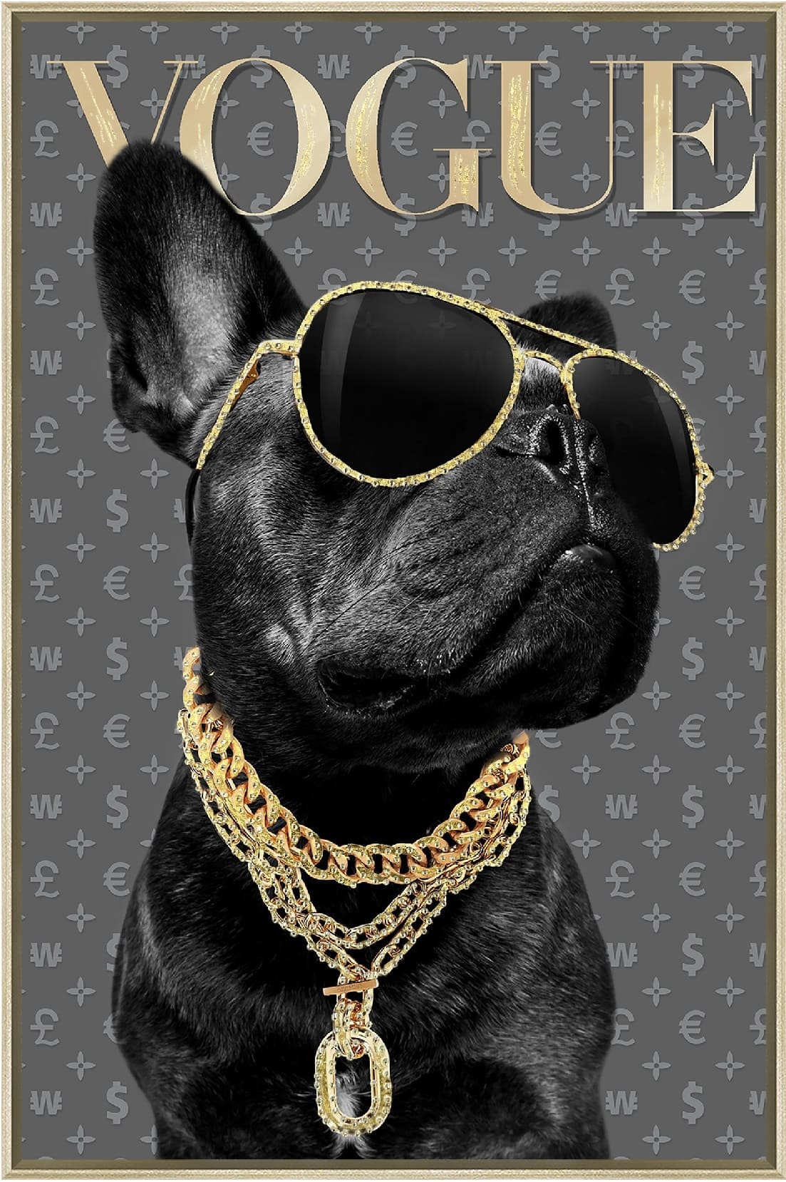 Wandbild Frame Bulldog with Sunglasses 40x60cm