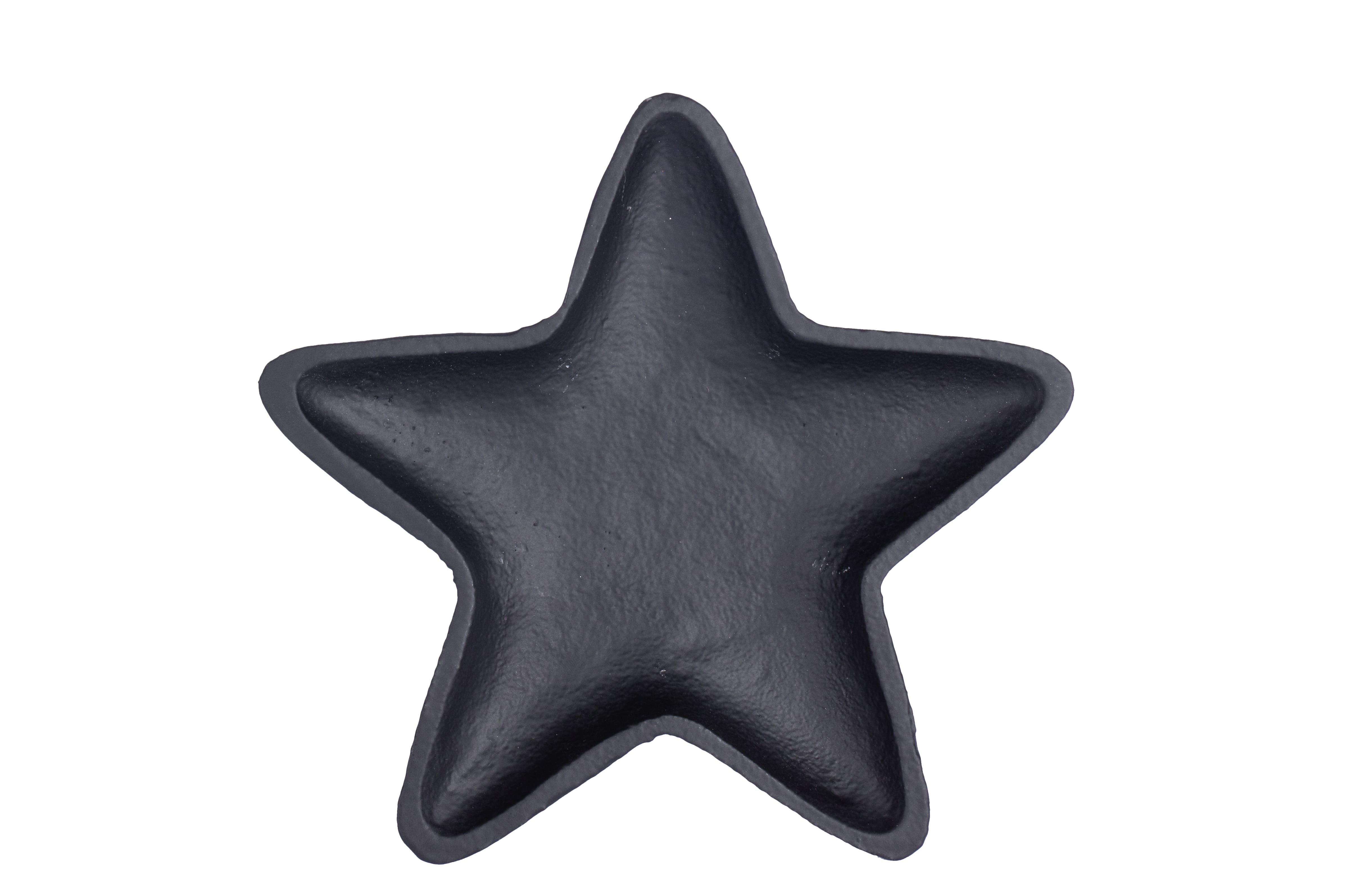Kerzenteller Stern Alu schwarz 18x18x2cm