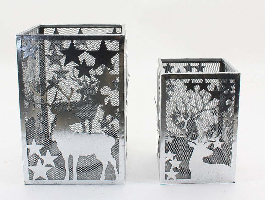 Laterne Rentier Stern 2er silber 30