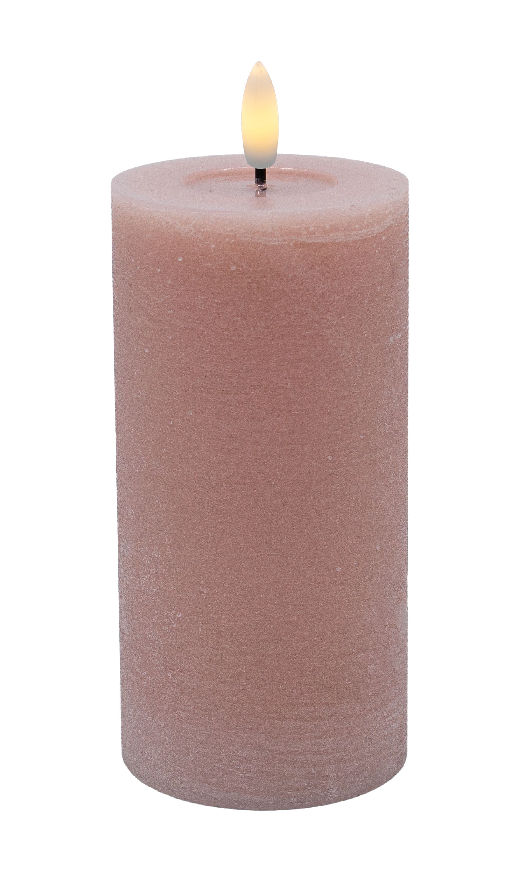 LED Stumpenkerze rose rustic 7,5x15