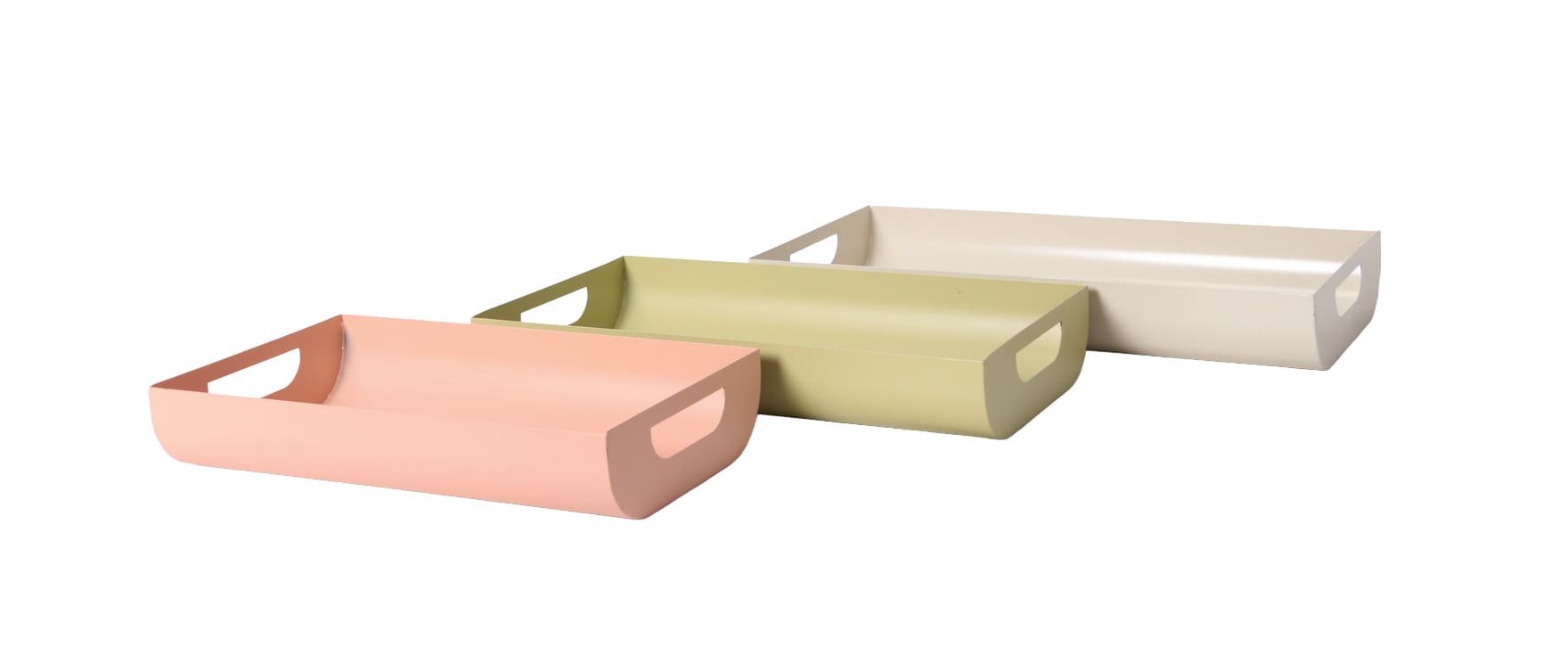 Tablett S/3 Eisen grün-beige-rosa