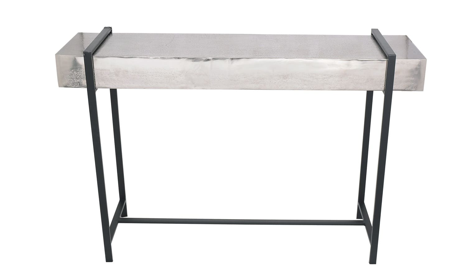Konsole Alu Nickel mit Metallgestell schwarz 120x33x80cm