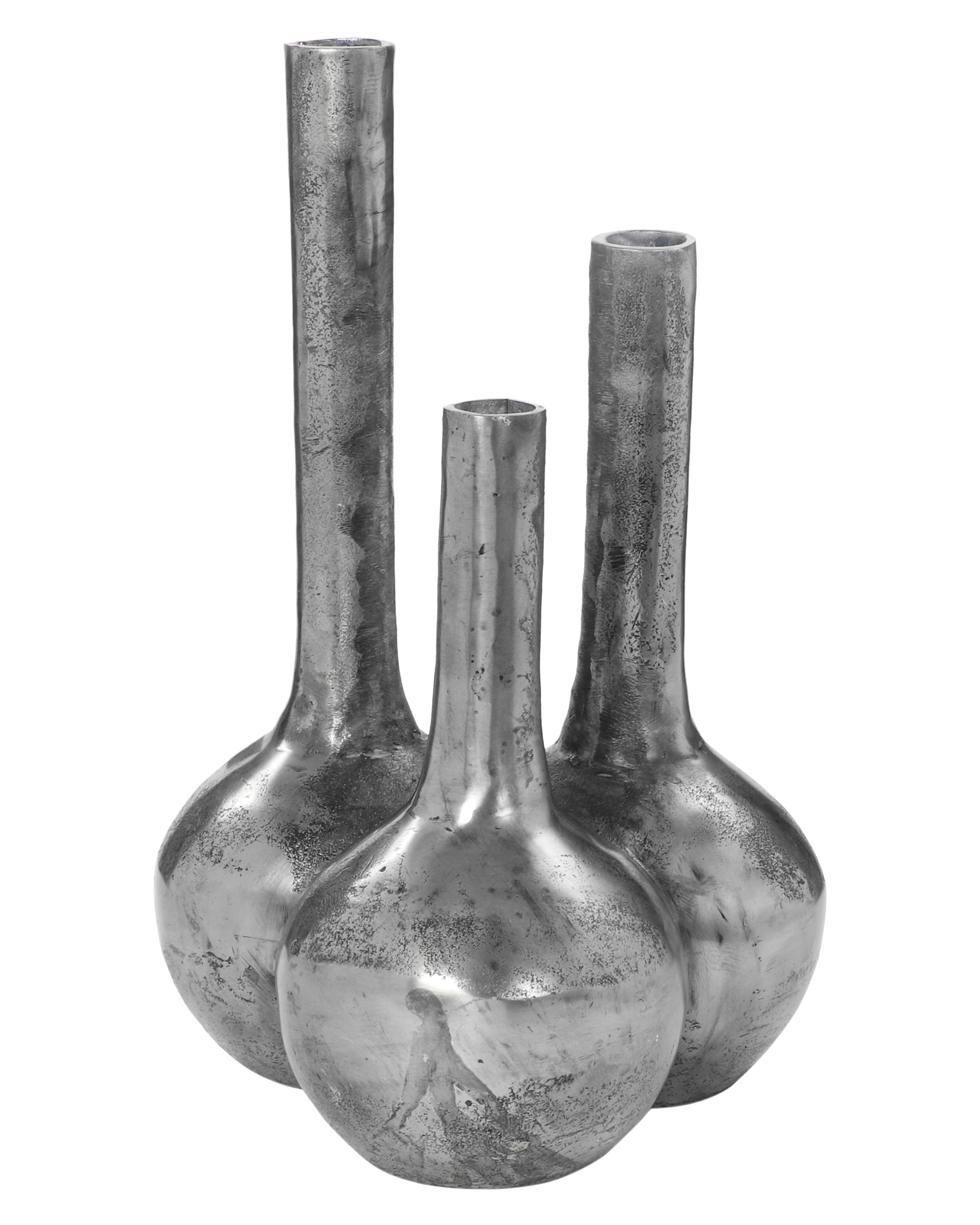 Vase Alu Raw Nickel bauchig 28x28x45cm