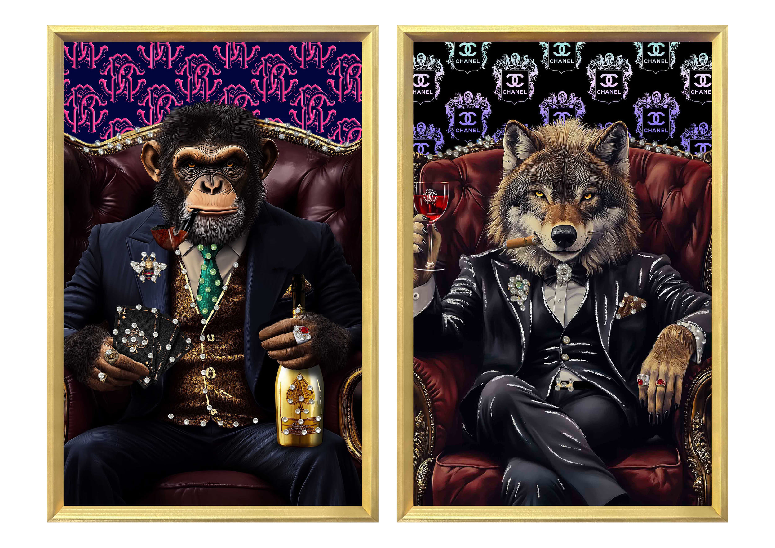 Set Wolf und Hund  20x30cm